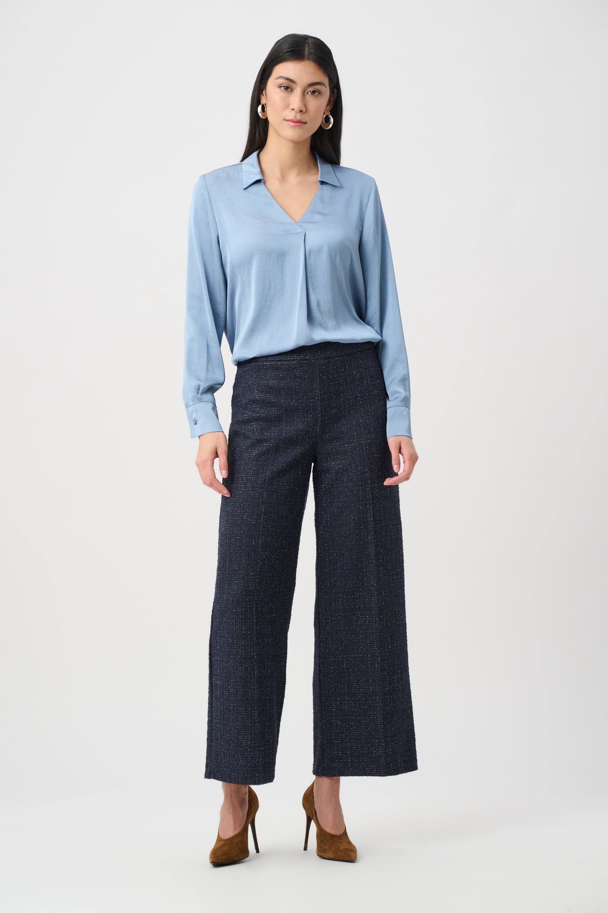 Joseph Ribkoff Lurex Boucle Wide-Leg Pull-On Pants 263215