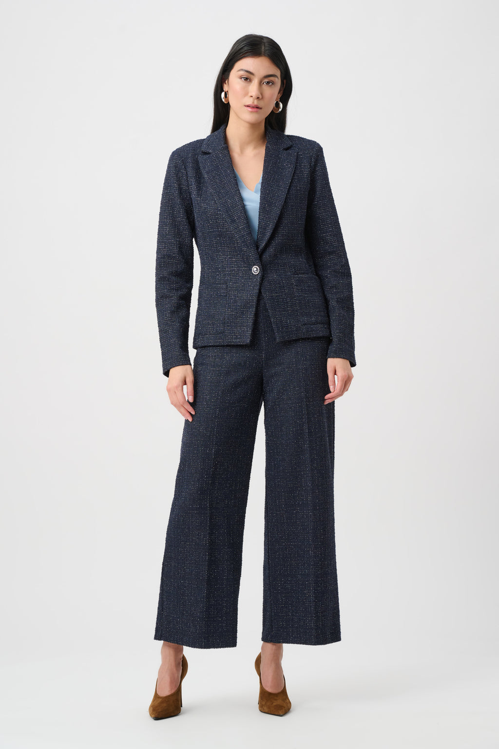 Joseph Ribkoff Lurex Boucle Wide-Leg Pull-On Pants 263215