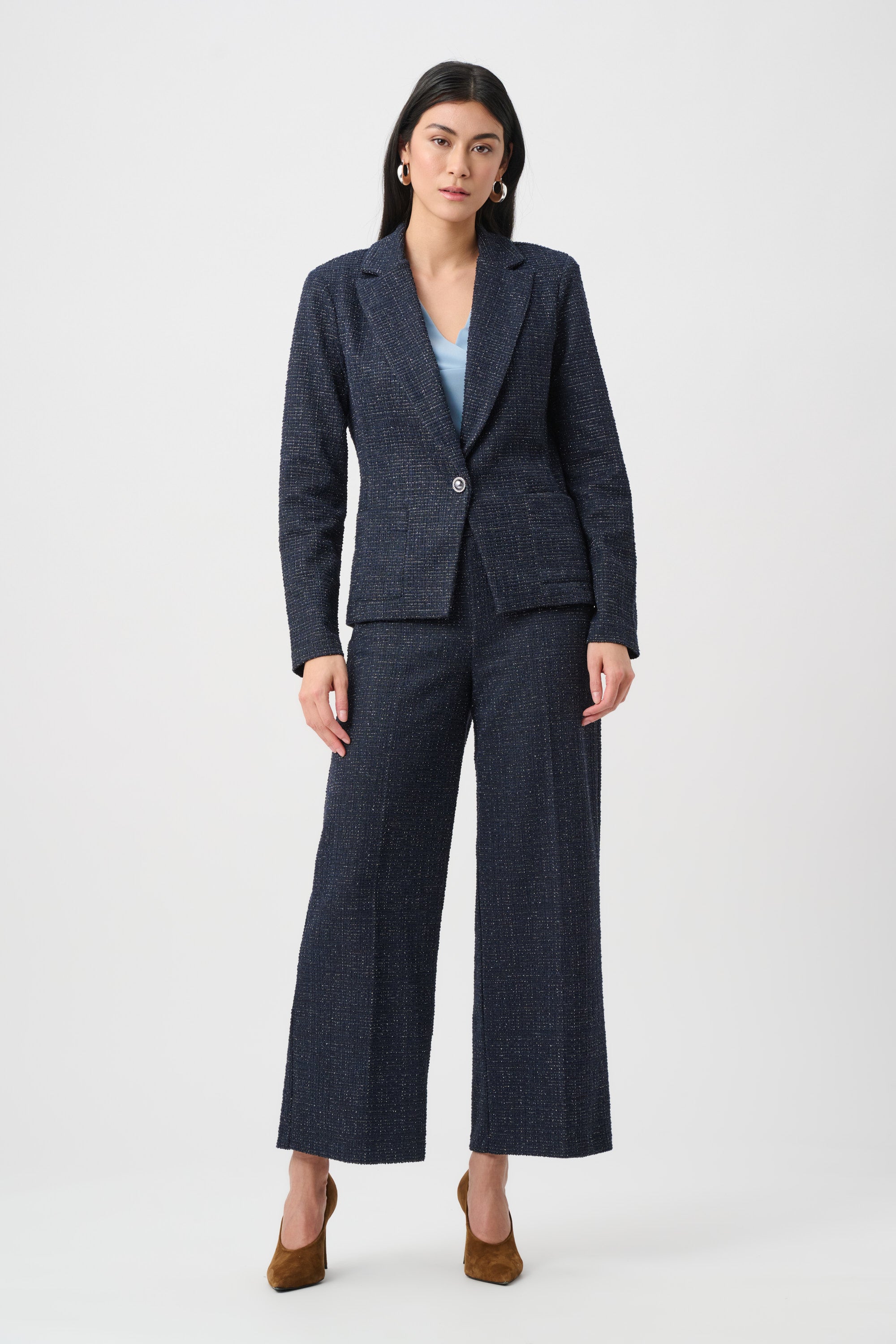 Joseph Ribkoff Lurex Boucle Wide-Leg Pull-On Pants 263215