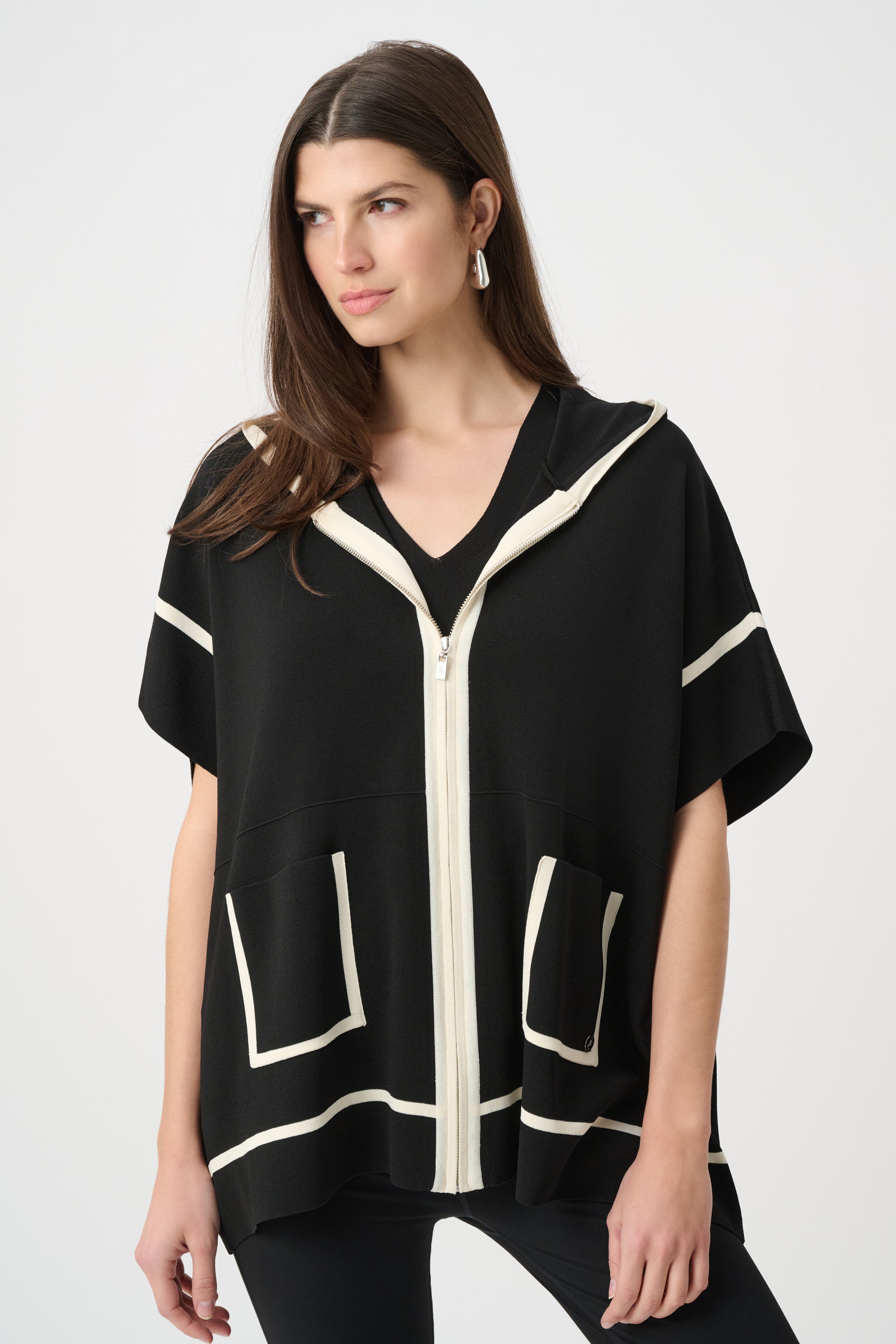 Joseph Ribkoff Dry Viscose Hooded Boxy Jacket 263639
