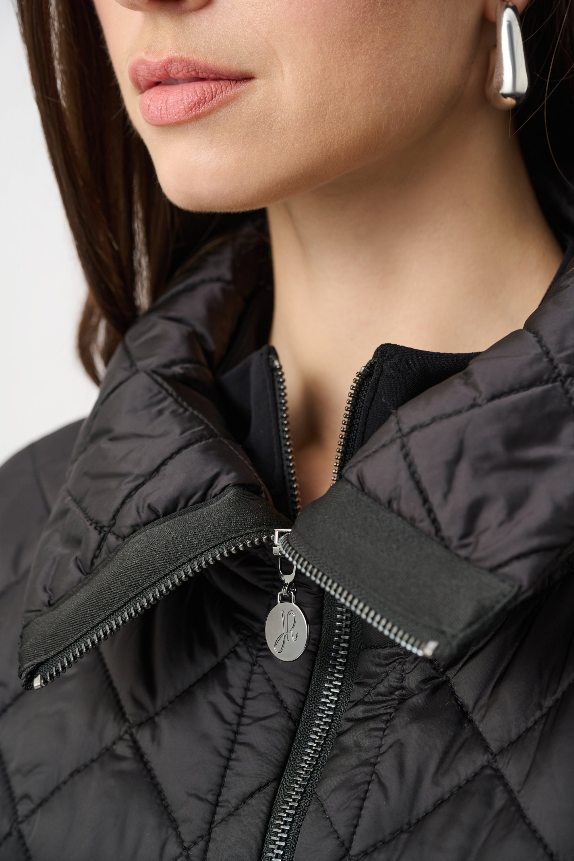 Joseph Ribkoff Quilted Nylon Shawl-Neck Boxy Vest 263643