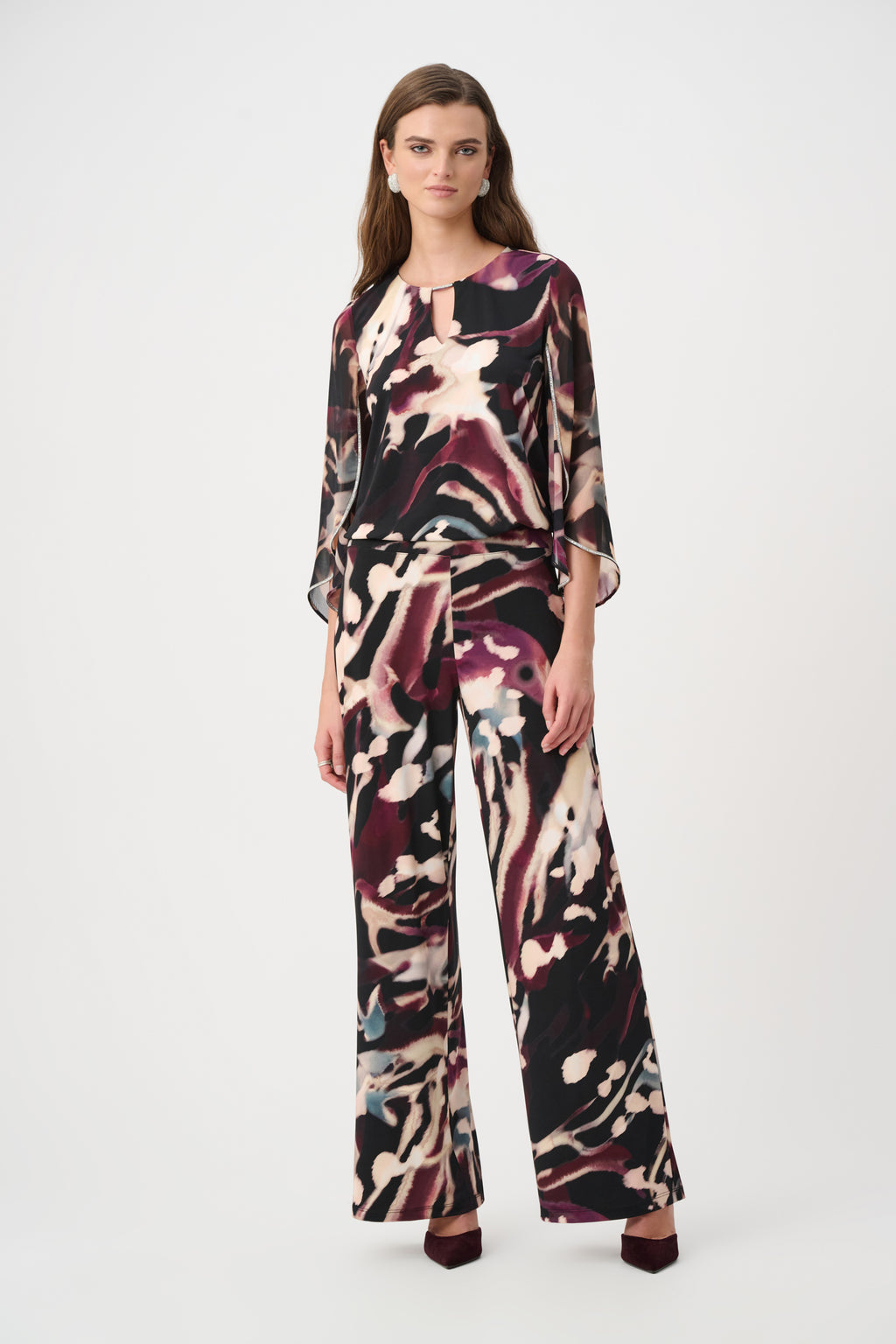 Joseph Ribkoff Signature | Silky Knit Abstract Print Wide Leg Pants 263749