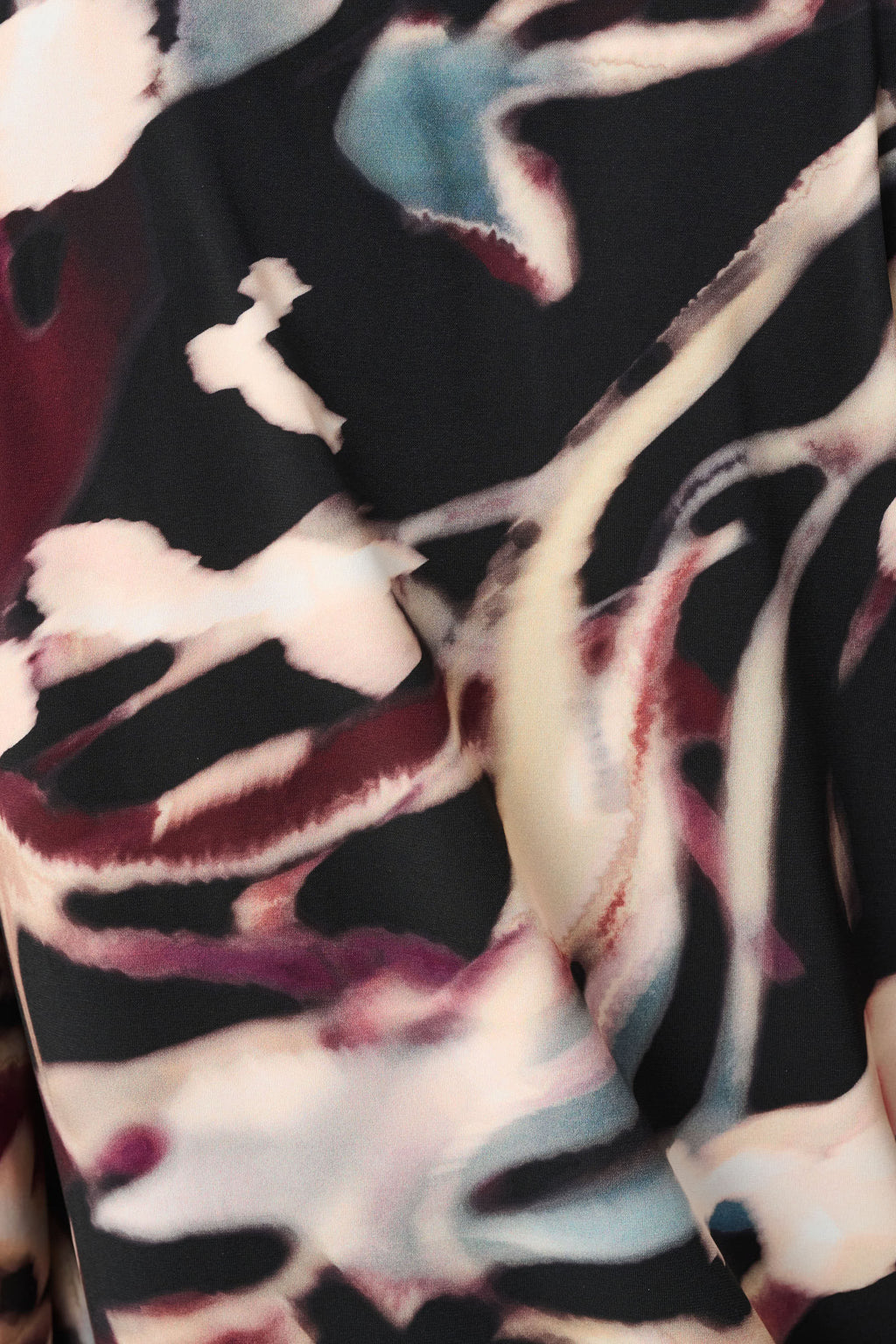 Joseph Ribkoff Signature | Silky Knit And Chiffon Abstract Print Top With Rhinestone Trim 263757
