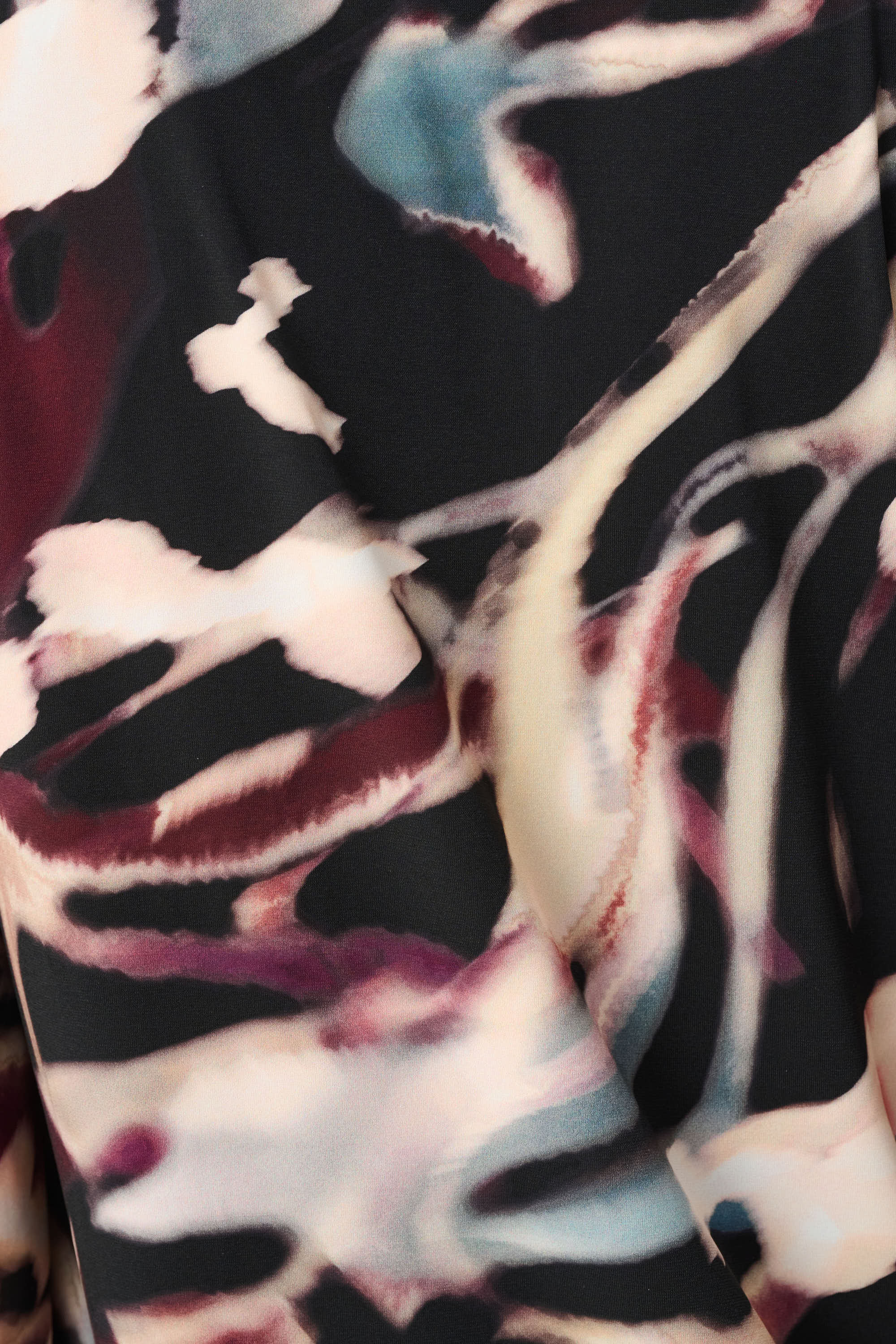 Joseph Ribkoff Signature | Silky Knit And Chiffon Abstract Print Top With Rhinestone Trim 263757