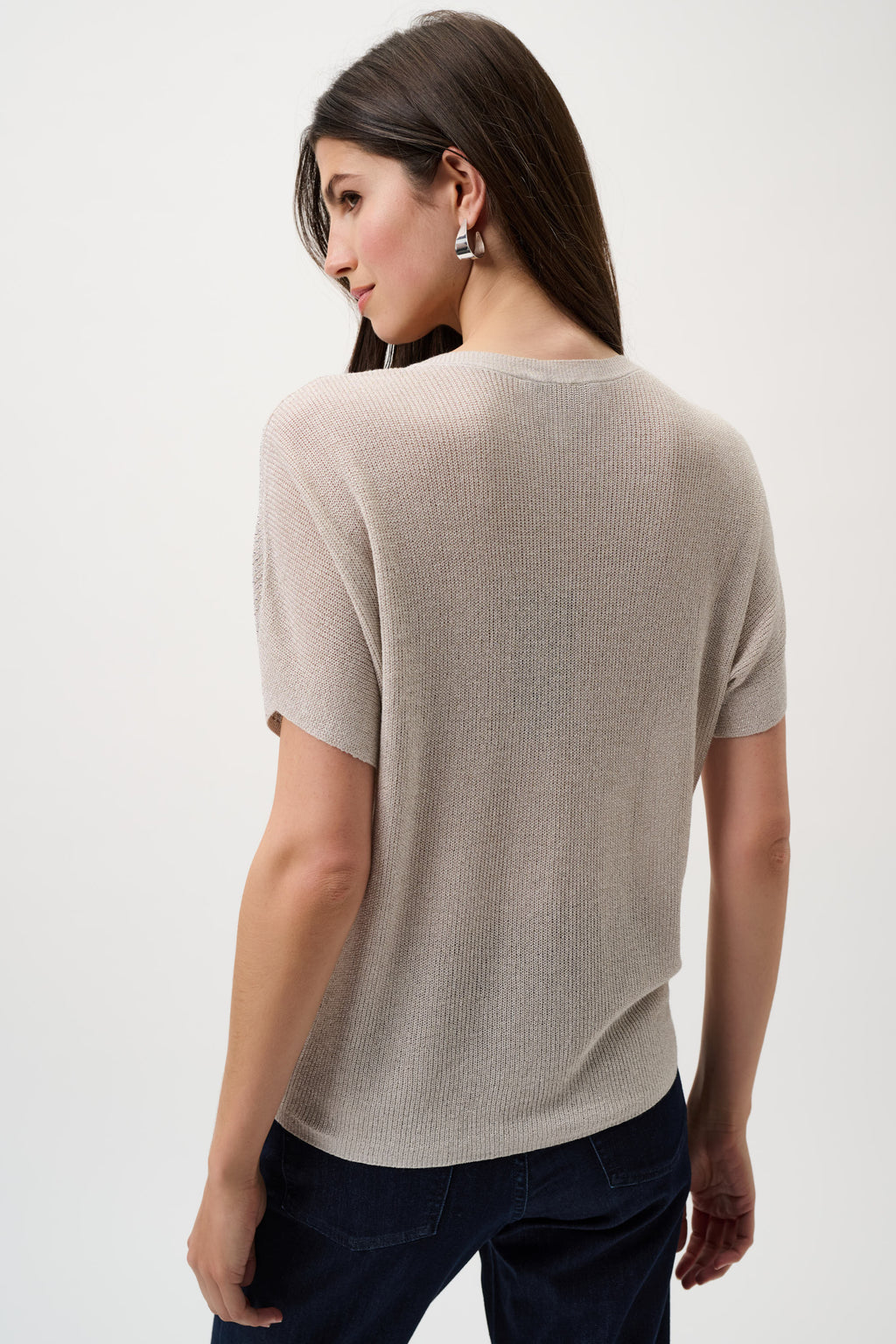 Joseph Ribkoff Metallic Knitted T-shirt with Rhinestones 263900CO