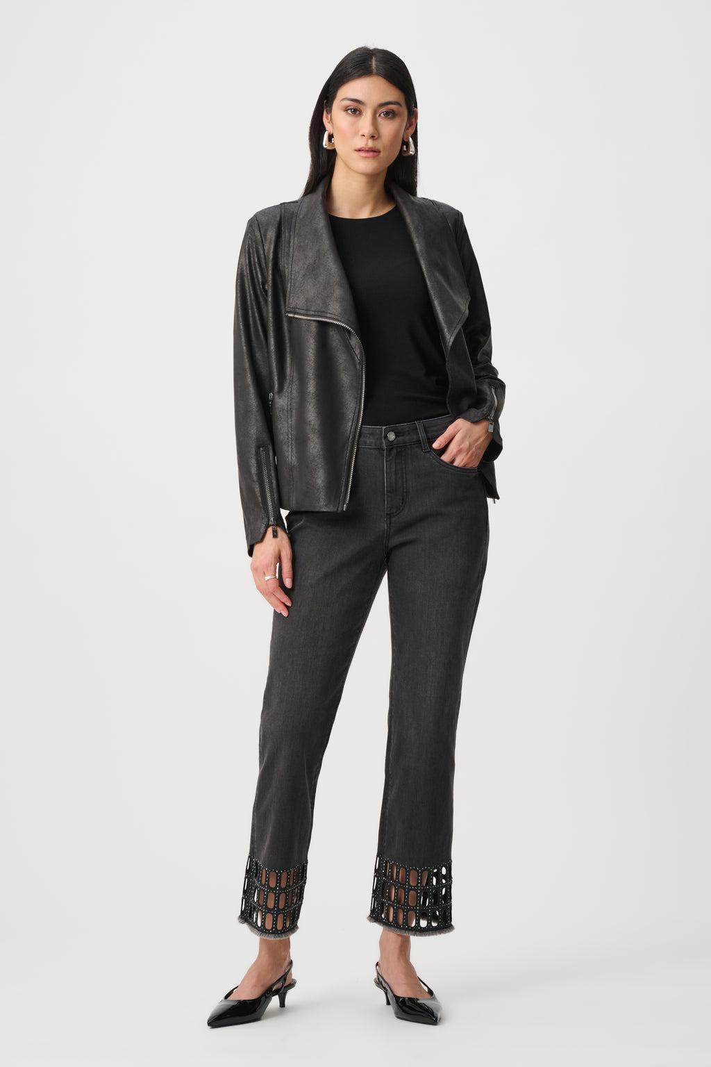Joseph Ribkoff Repreve® Denim Straight Classic Jeans With Rhinestone Detail 263905