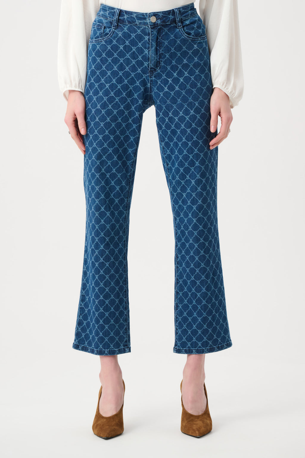 Joseph Ribkoff Featherweave Denim Strip-Dye Print Straight Classic Jeans 263906