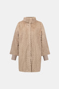 Joseph Ribkoff Textured Faux Fur Mock-Neck Coat 263915