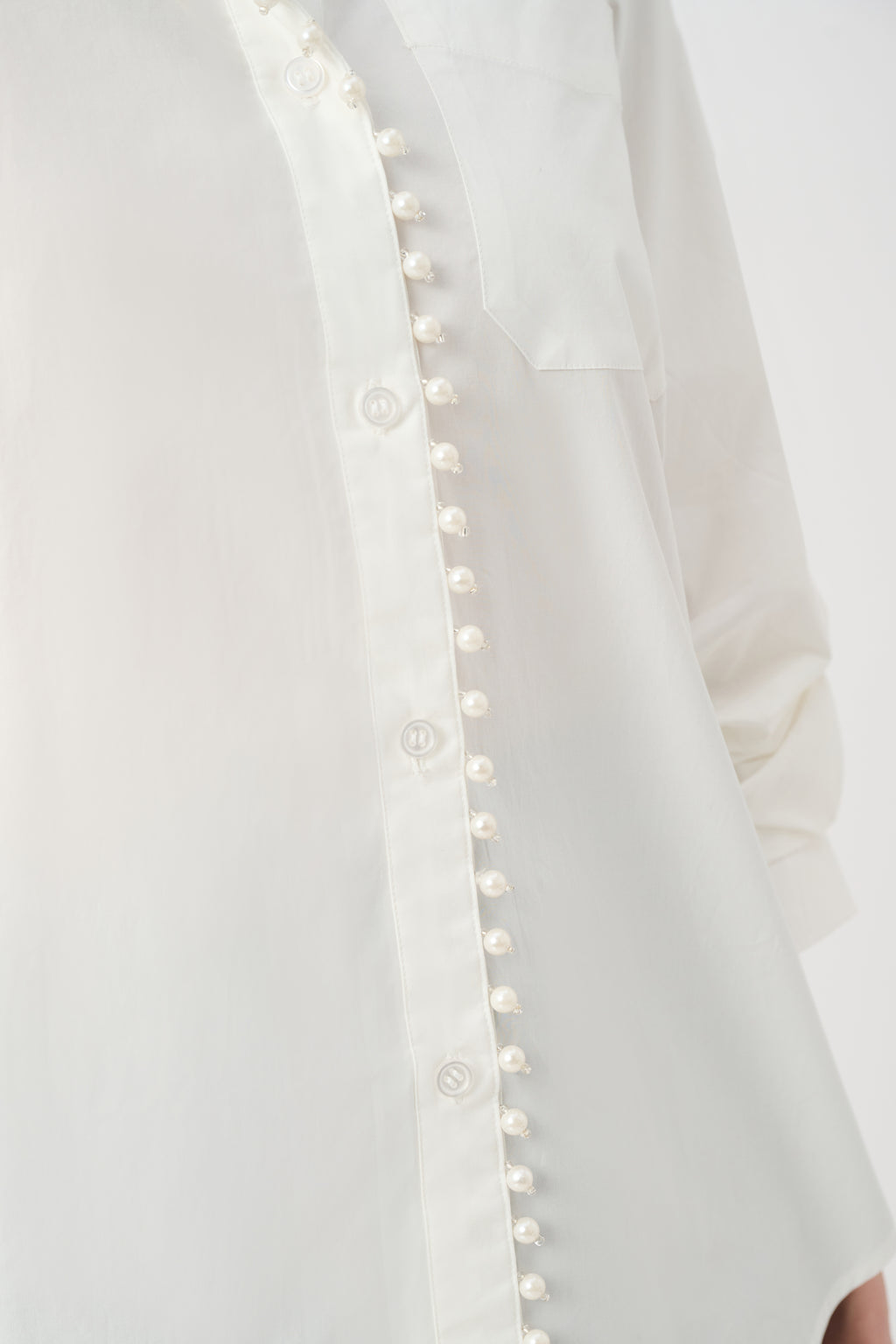 Joseph Ribkoff Cotton Poplin Pearl Trim Boxy Blouse 263923