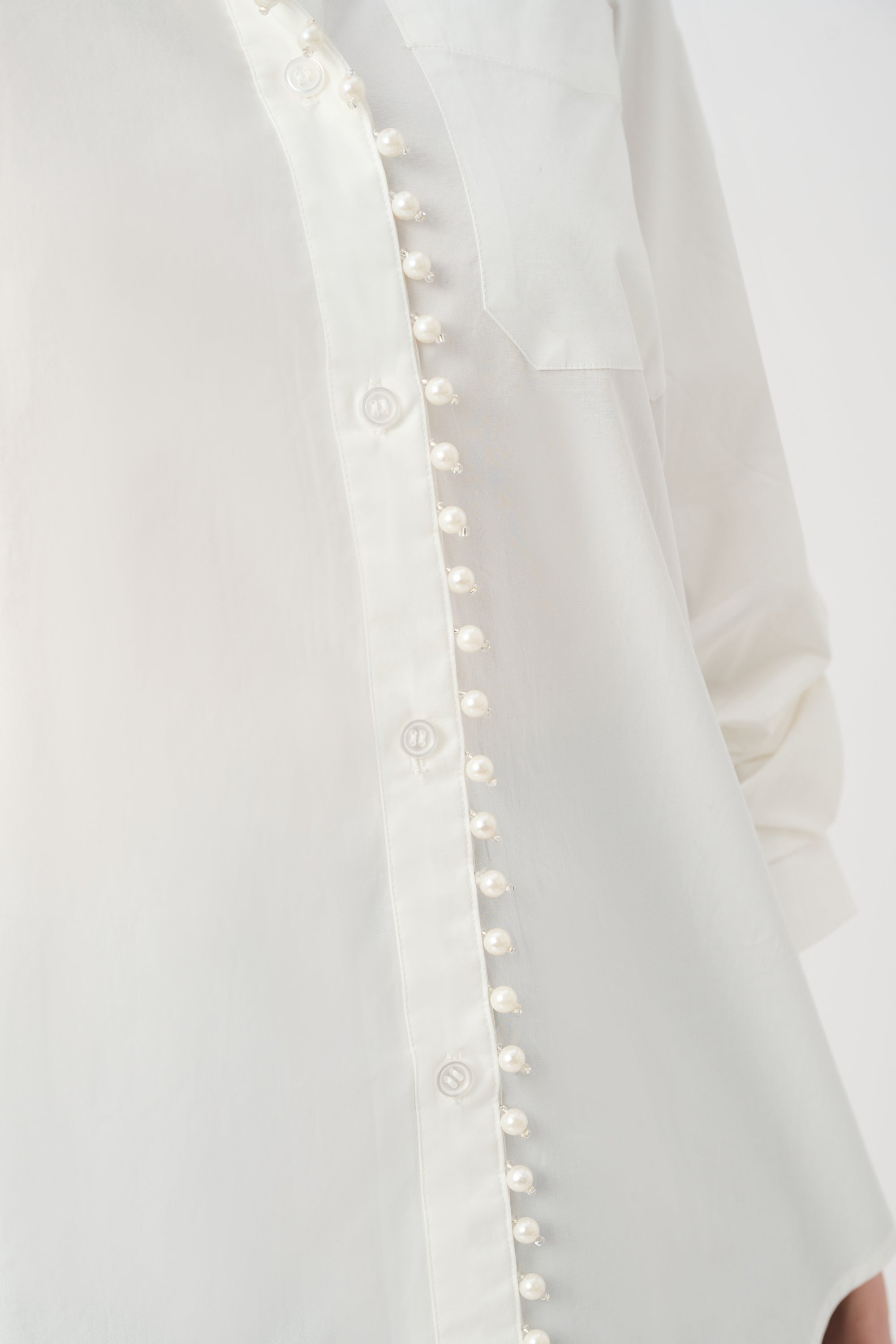 Joseph Ribkoff Cotton Poplin Pearl Trim Boxy Blouse 263923