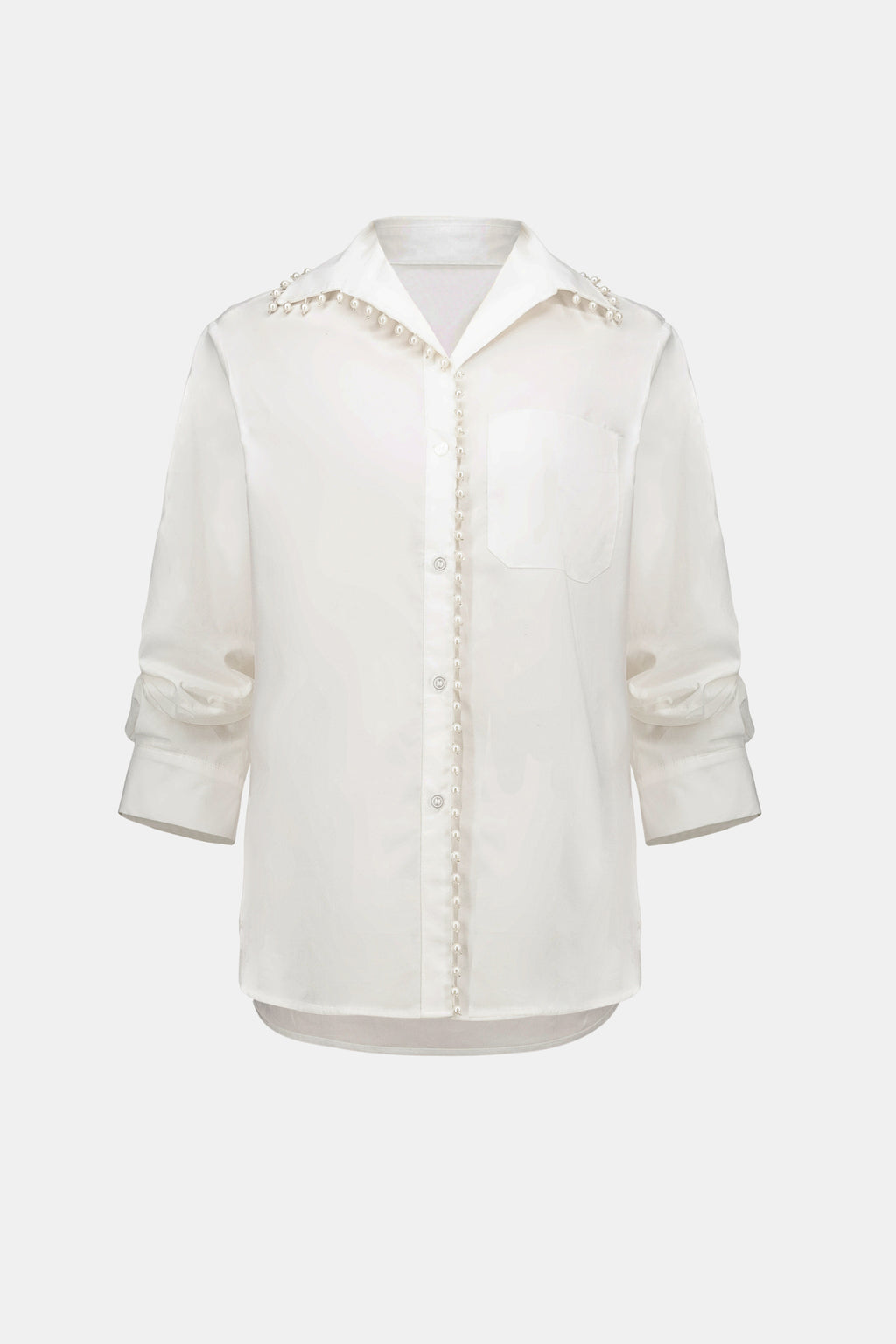 Joseph Ribkoff Cotton Poplin Pearl Trim Boxy Blouse 263923