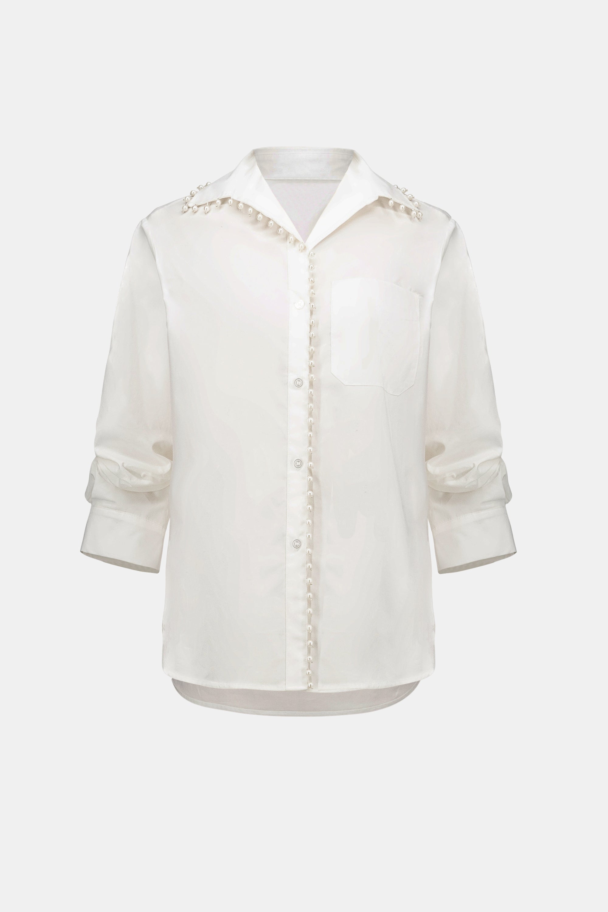 Joseph Ribkoff Cotton Poplin Pearl Trim Boxy Blouse 263923