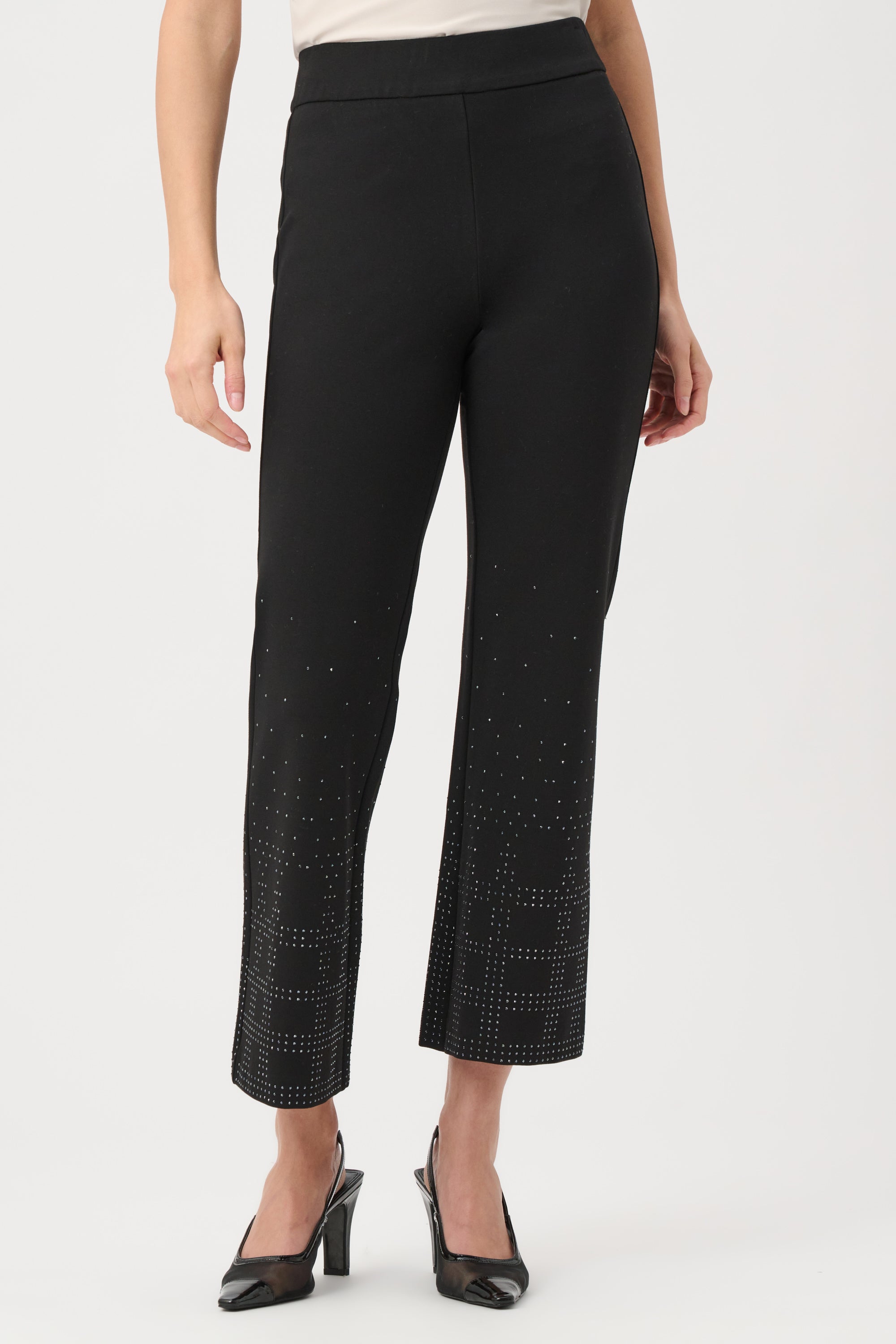 Joseph Ribkoff Heavy Knit Flared Pull-On Pants With Rhinestone Detail 263927