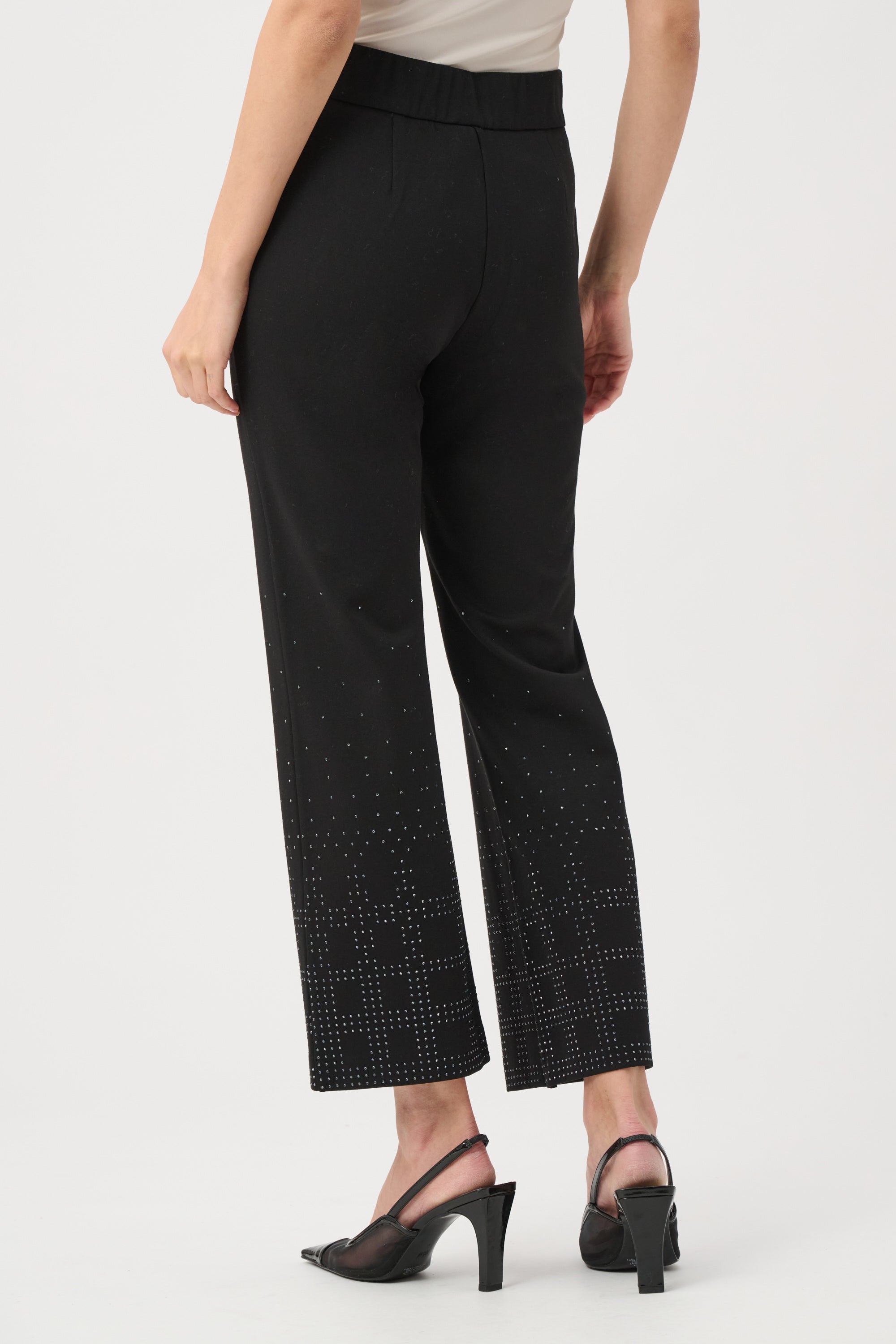 Joseph Ribkoff Heavy Knit Flared Pull-On Pants With Rhinestone Detail 263927