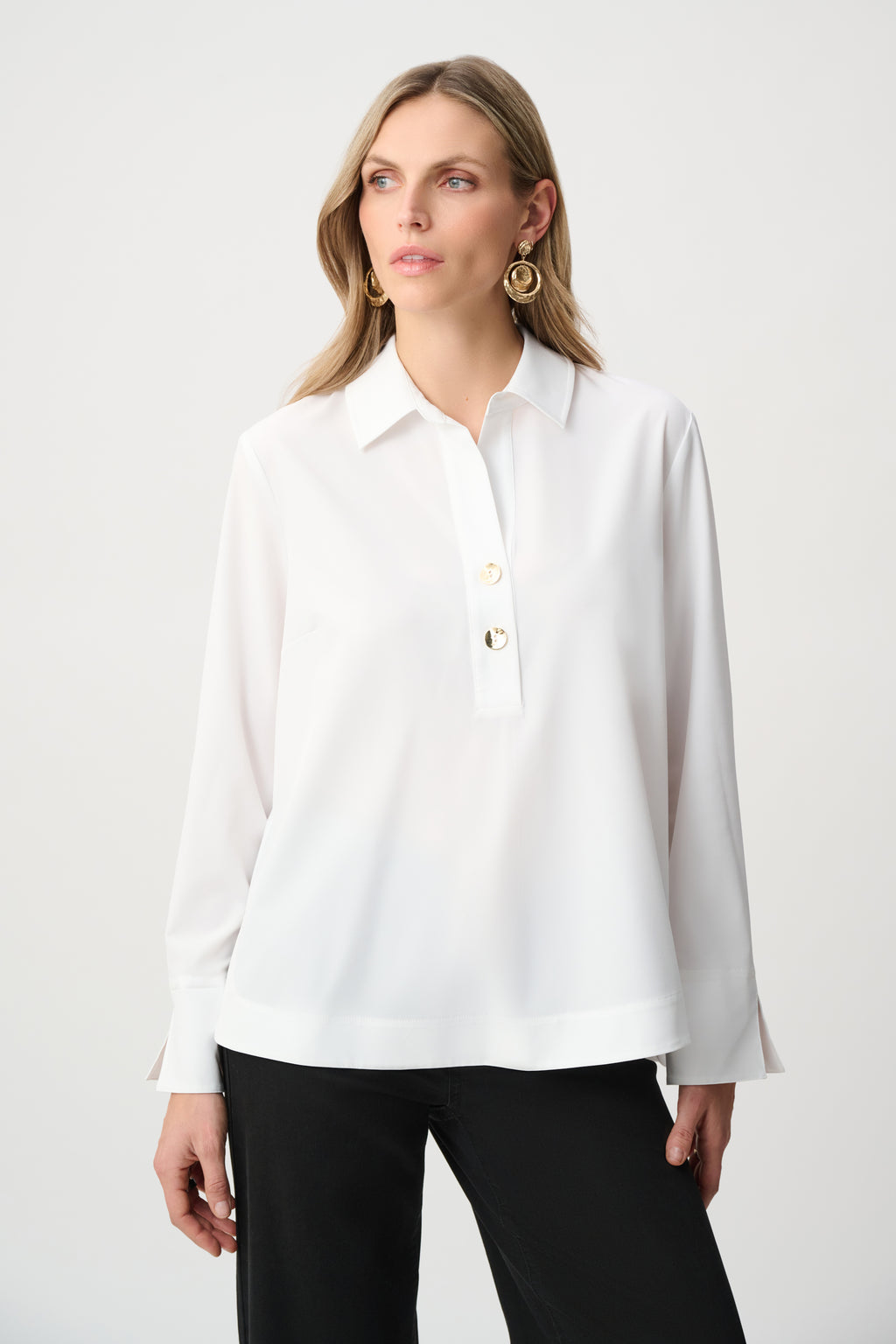 Joseph Ribkoff Stretch Poplin Shirt-Collar Boxy Top 263928