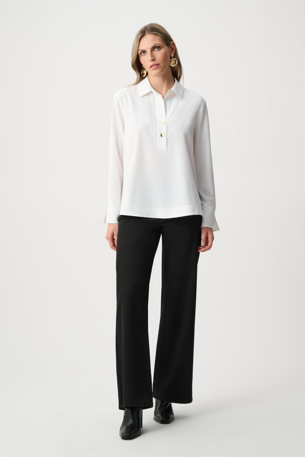 Joseph Ribkoff Stretch Poplin Shirt-Collar Boxy Top 263928