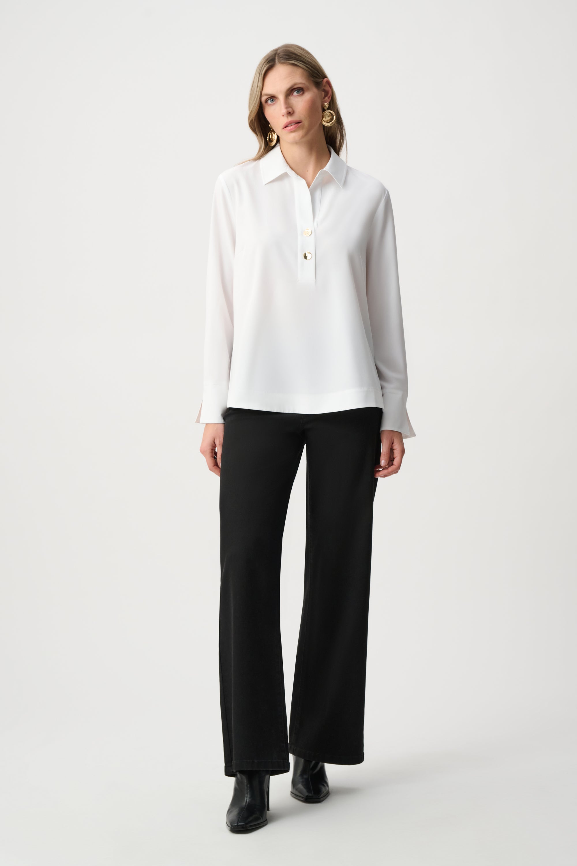 Joseph Ribkoff Stretch Poplin Shirt-Collar Boxy Top 263928