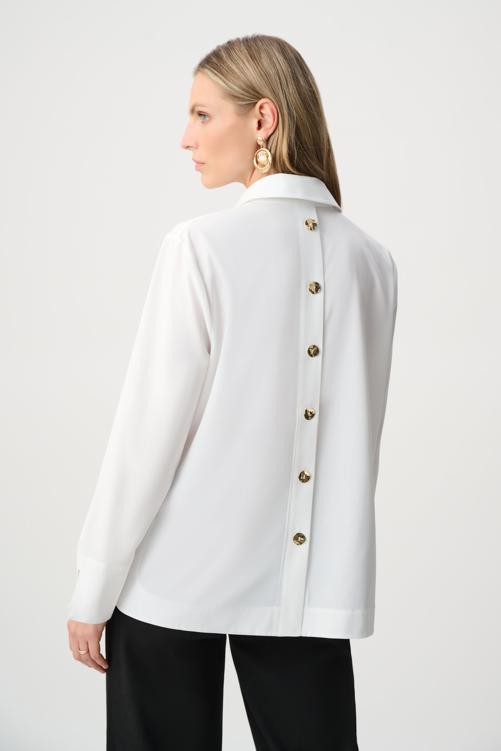 Joseph Ribkoff Stretch Poplin Shirt-Collar Boxy Top 263928