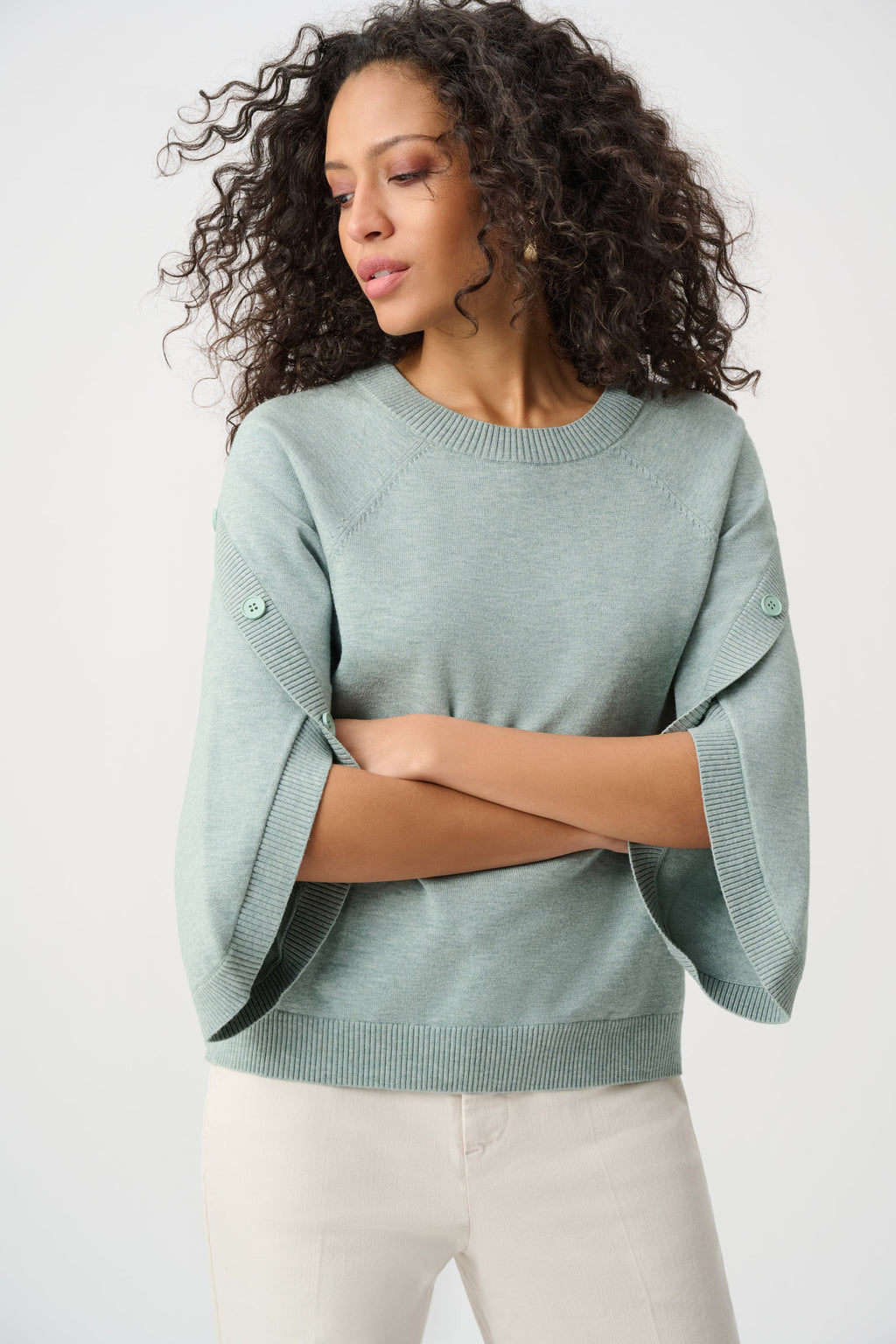 Joseph Ribkoff Brushed Viscose And Nylon Knit Tulip Sleeve Sweater 263935