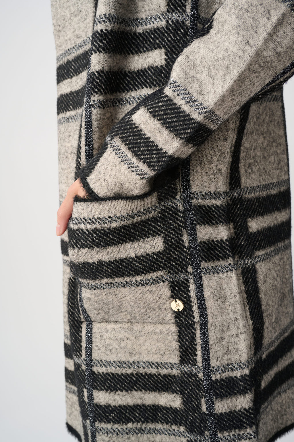 Joseph Ribkoff Brushed Jacquard Plaid Hooded Jacket 263953
