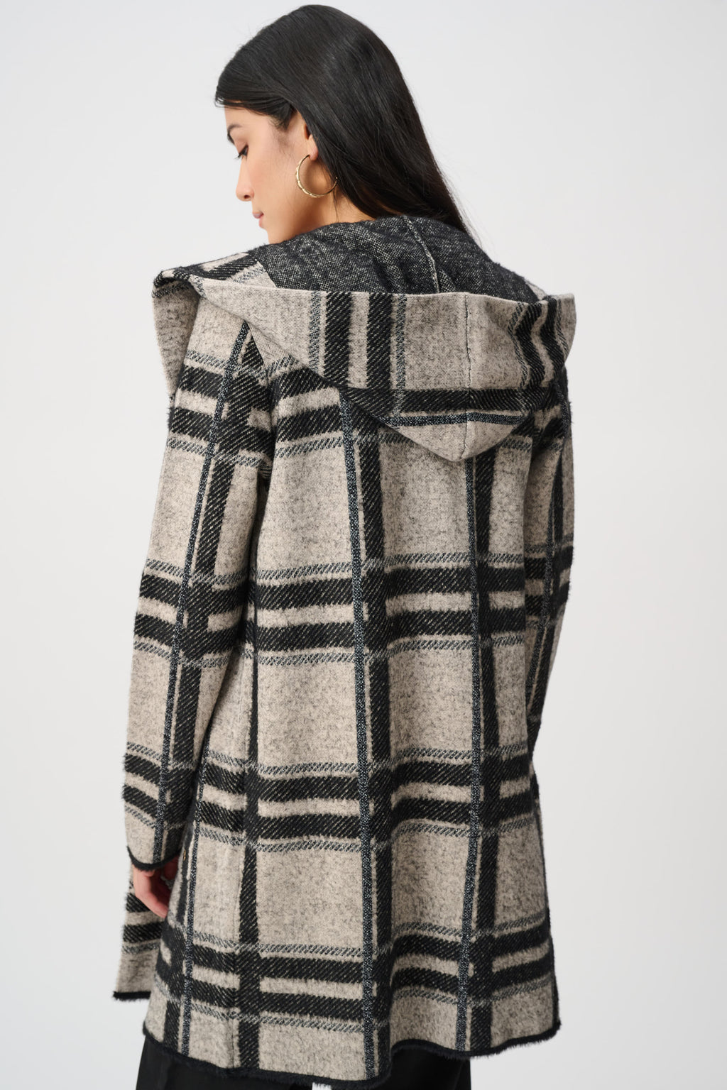 Joseph Ribkoff Brushed Jacquard Plaid Hooded Jacket 263953