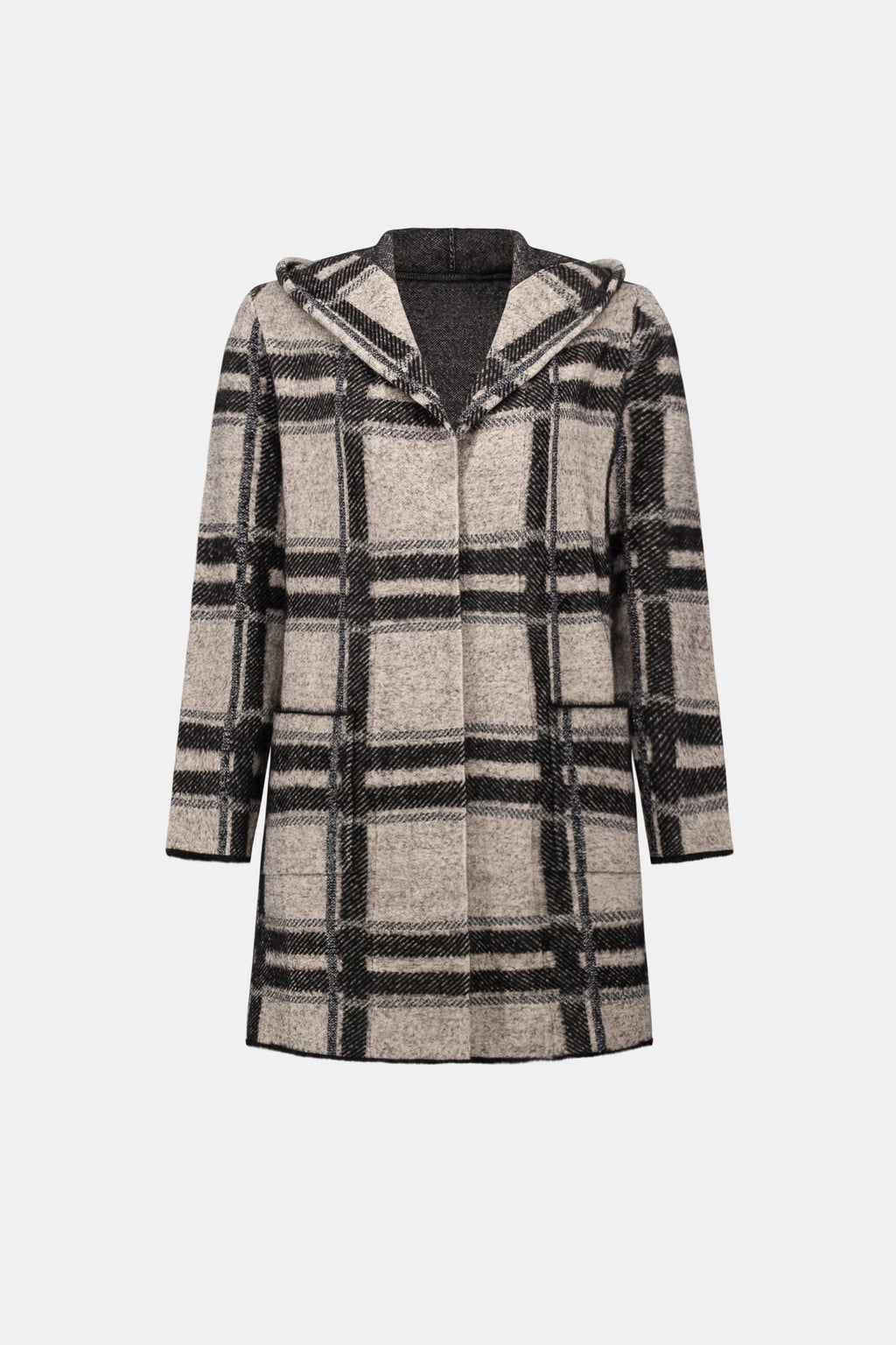 Joseph Ribkoff Brushed Jacquard Plaid Hooded Jacket 263953