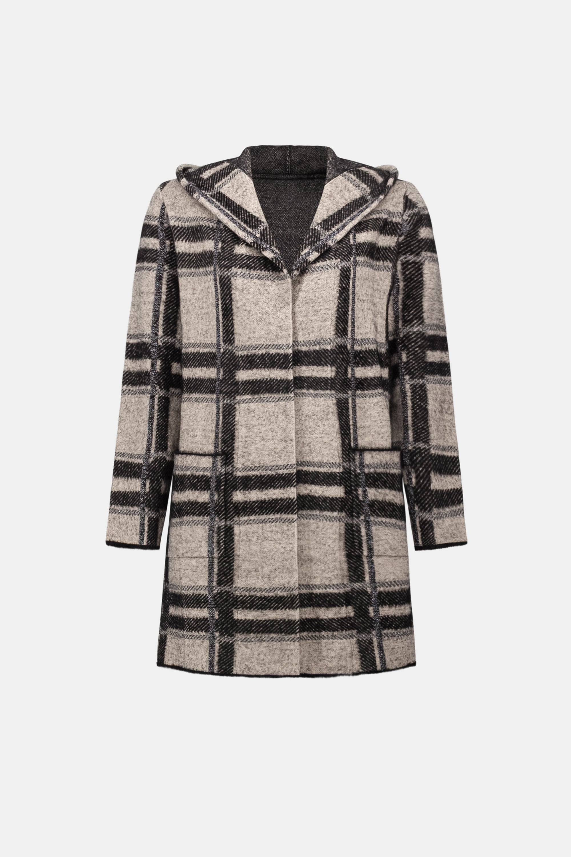 Joseph Ribkoff Brushed Jacquard Plaid Hooded Jacket 263953