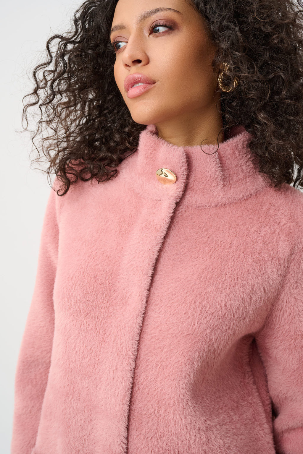 Joseph Ribkoff Feather Yarn Mock-Neck Coat 263955