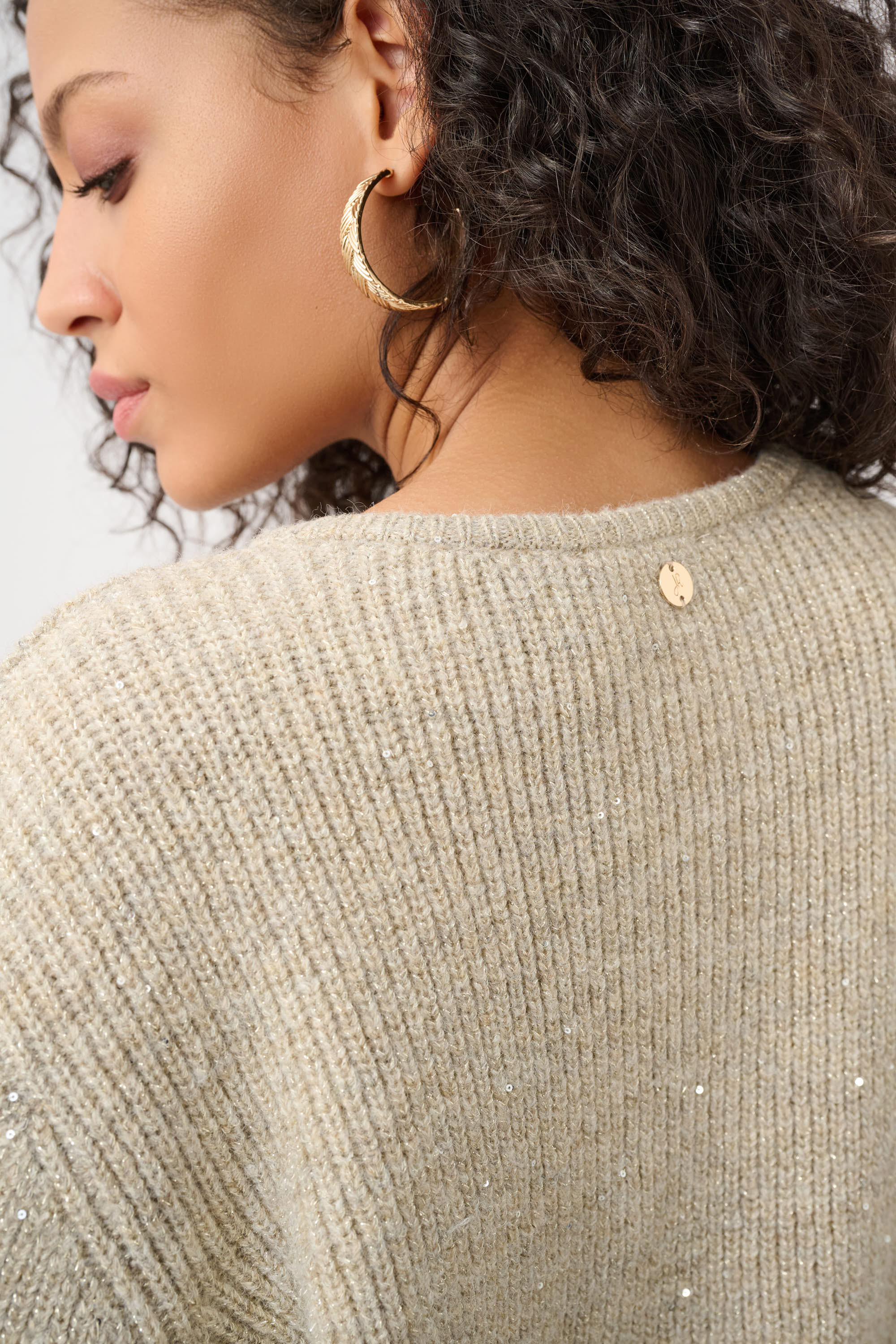 Joseph Ribkoff Sweater Knit Sequined Boxy Crewneck Cardigan 263958