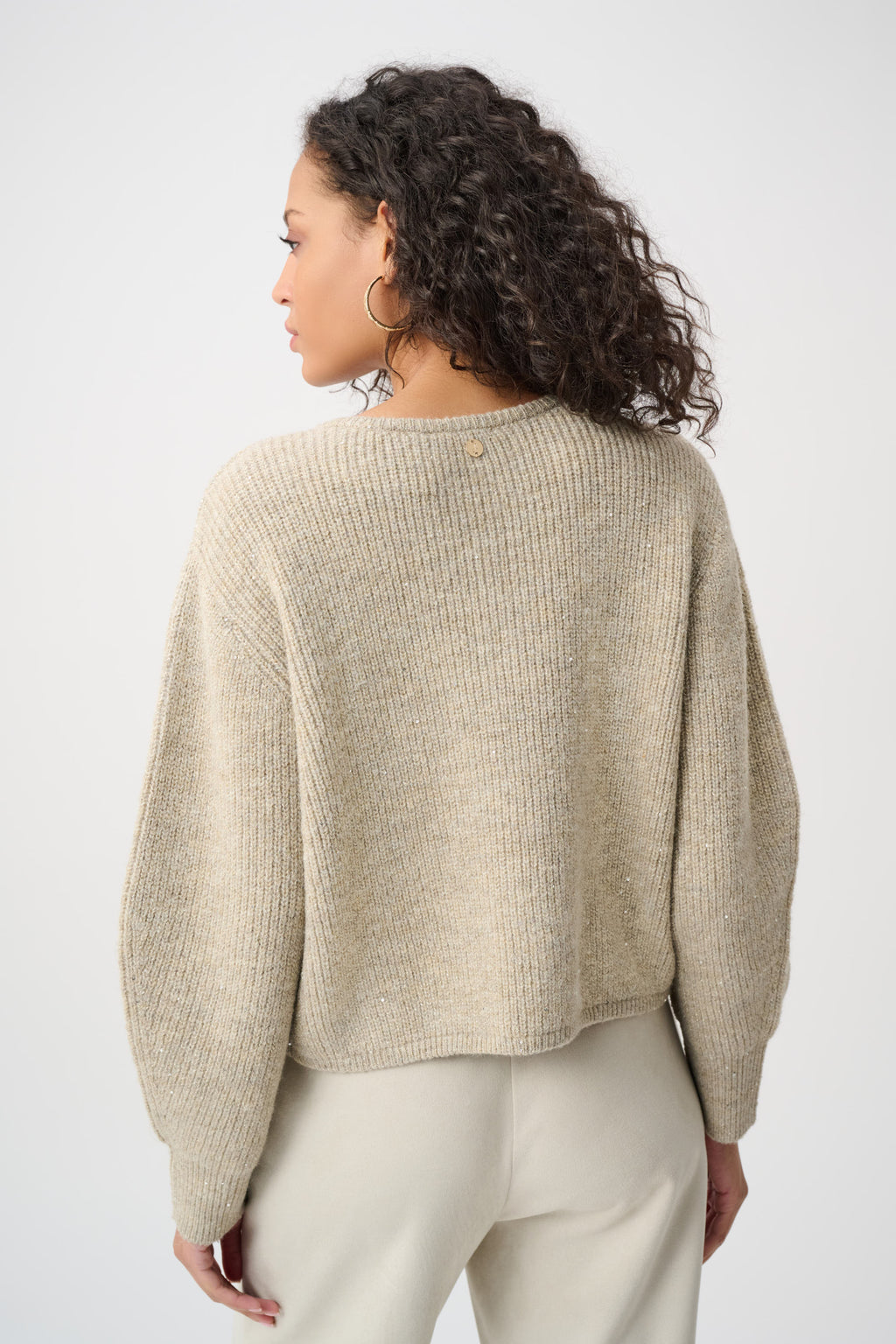 Joseph Ribkoff Sweater Knit Sequined Boxy Crewneck Cardigan 263958