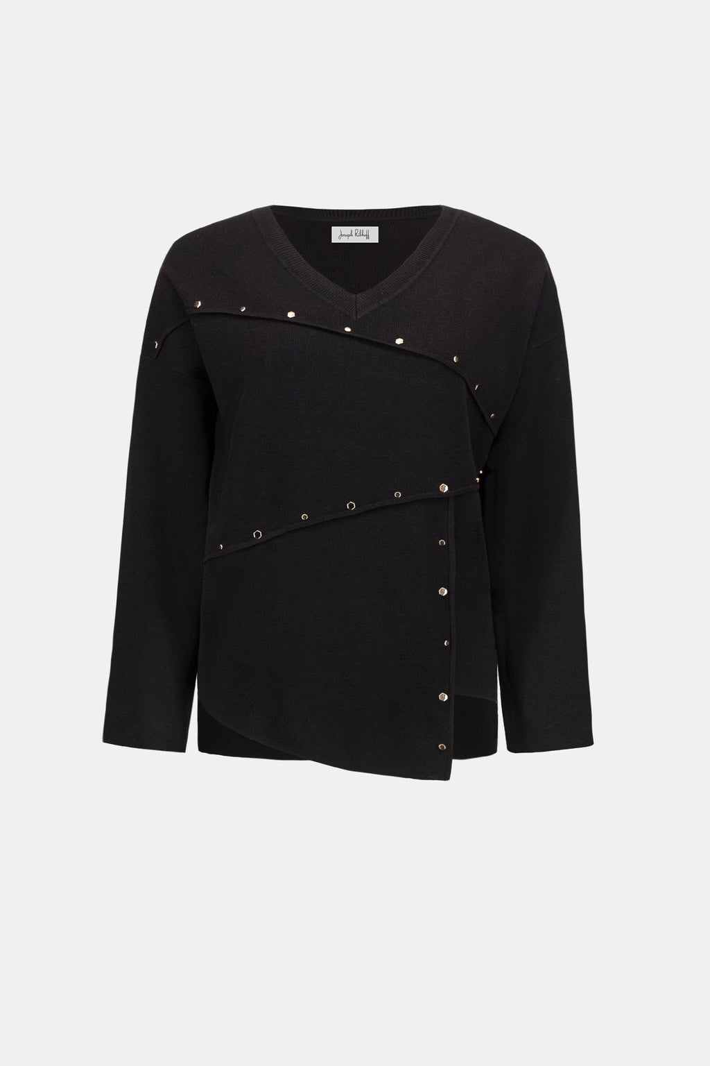 Joseph Ribkoff Asymmetric Sweater With Metal Stud Detail 263961