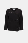 Joseph Ribkoff Asymmetric Sweater With Metal Stud Detail 263961