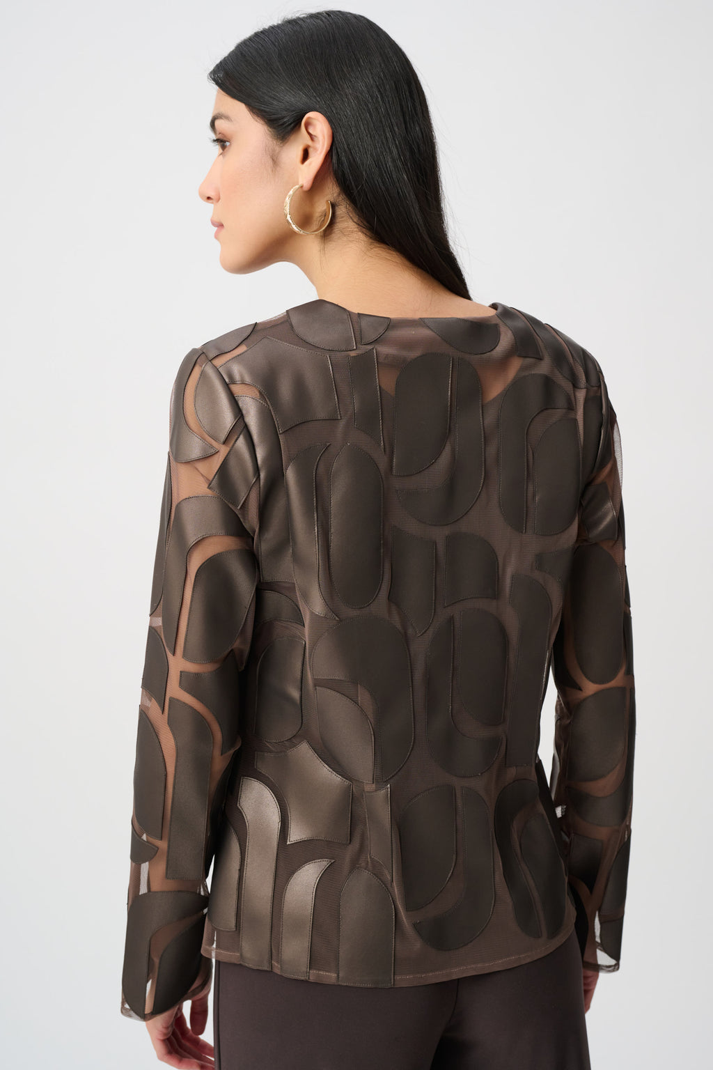 Joseph Ribkoff Leatherette And Mesh Embroidered Jacket 263964