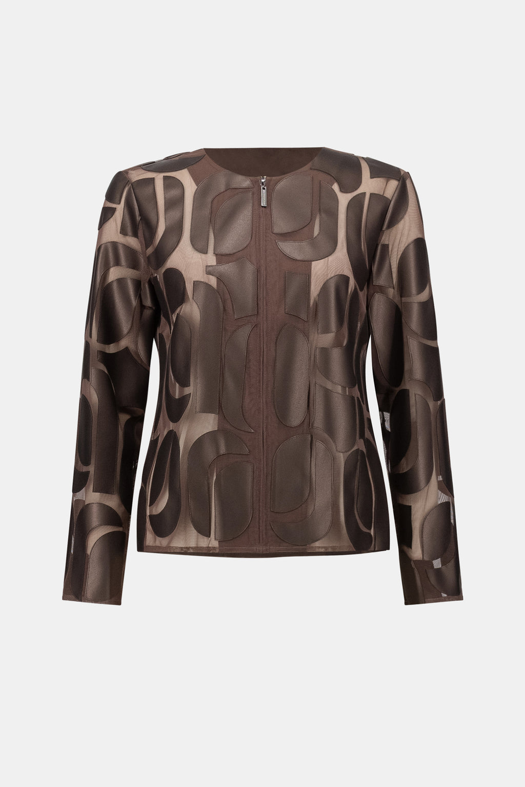 Joseph Ribkoff Leatherette And Mesh Embroidered Jacket 263964