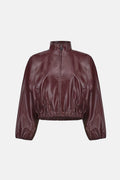 Joseph Ribkoff Leatherette Mock-Neck Bomber Jacket 263971