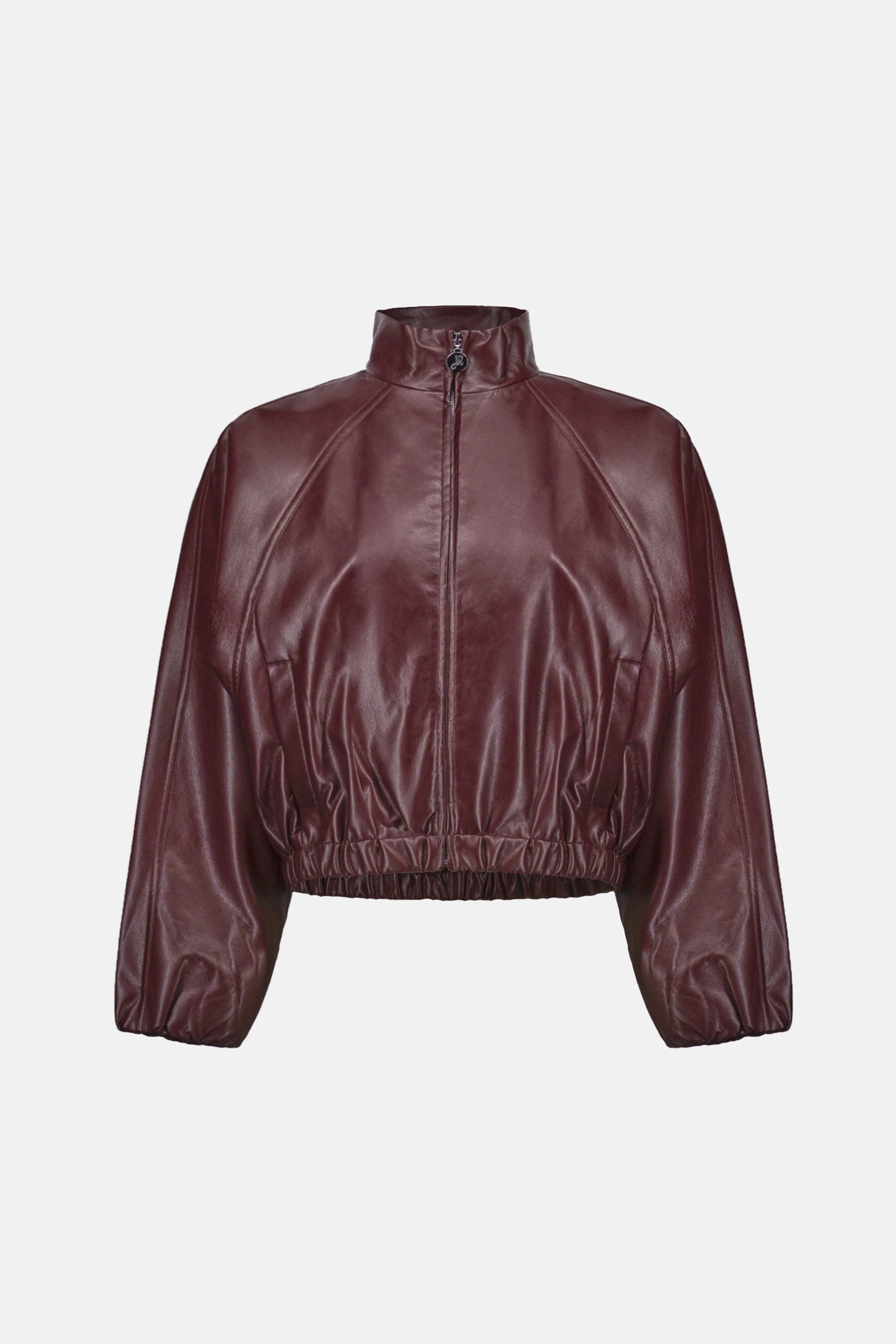 Joseph Ribkoff Leatherette Mock-Neck Bomber Jacket 263971