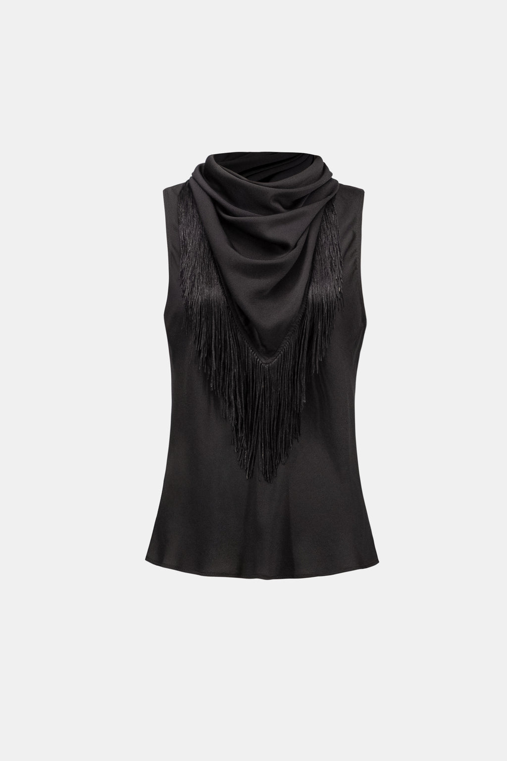 Joseph Ribkoff Fringed Recycled Satin Scarf Top 264147