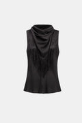 Joseph Ribkoff Fringed Recycled Satin Scarf Top 264147