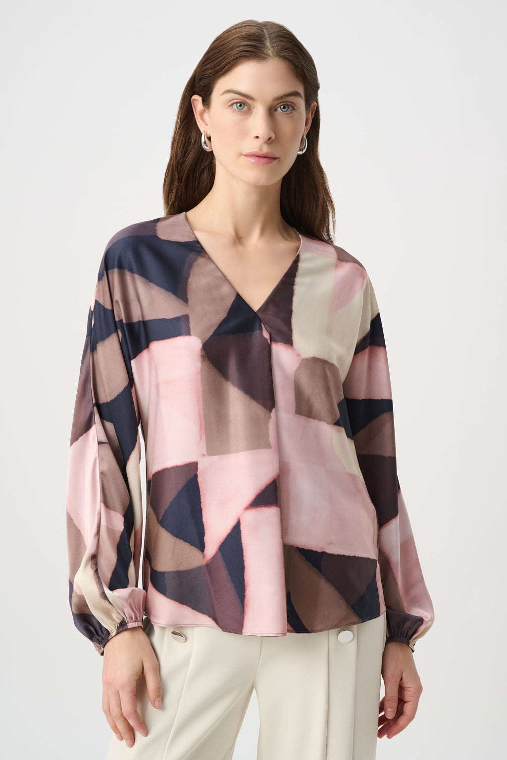 Joseph Ribkoff Geometric Print Recycled Satin Top 264197