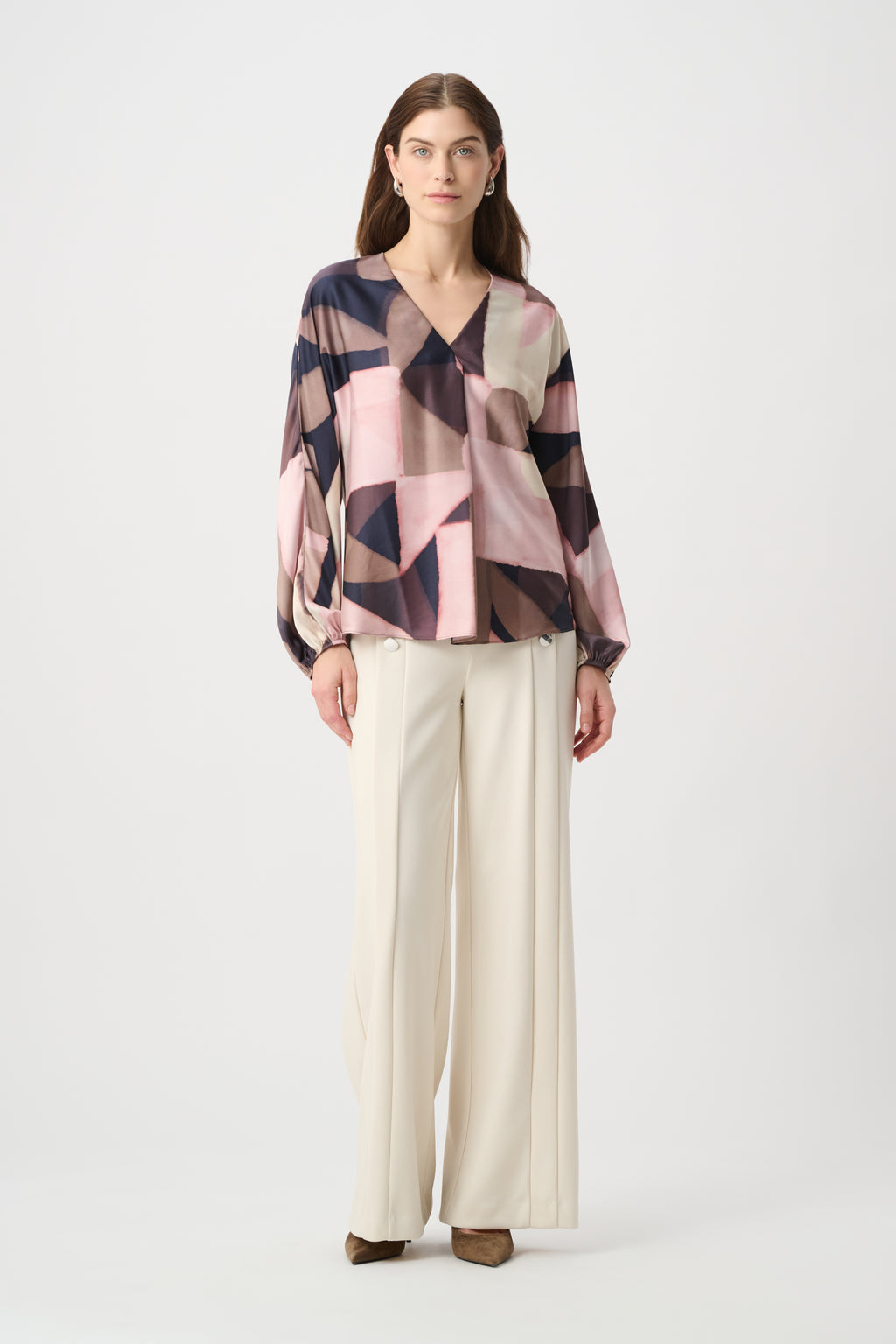 Joseph Ribkoff Geometric Print Recycled Satin Top 264197