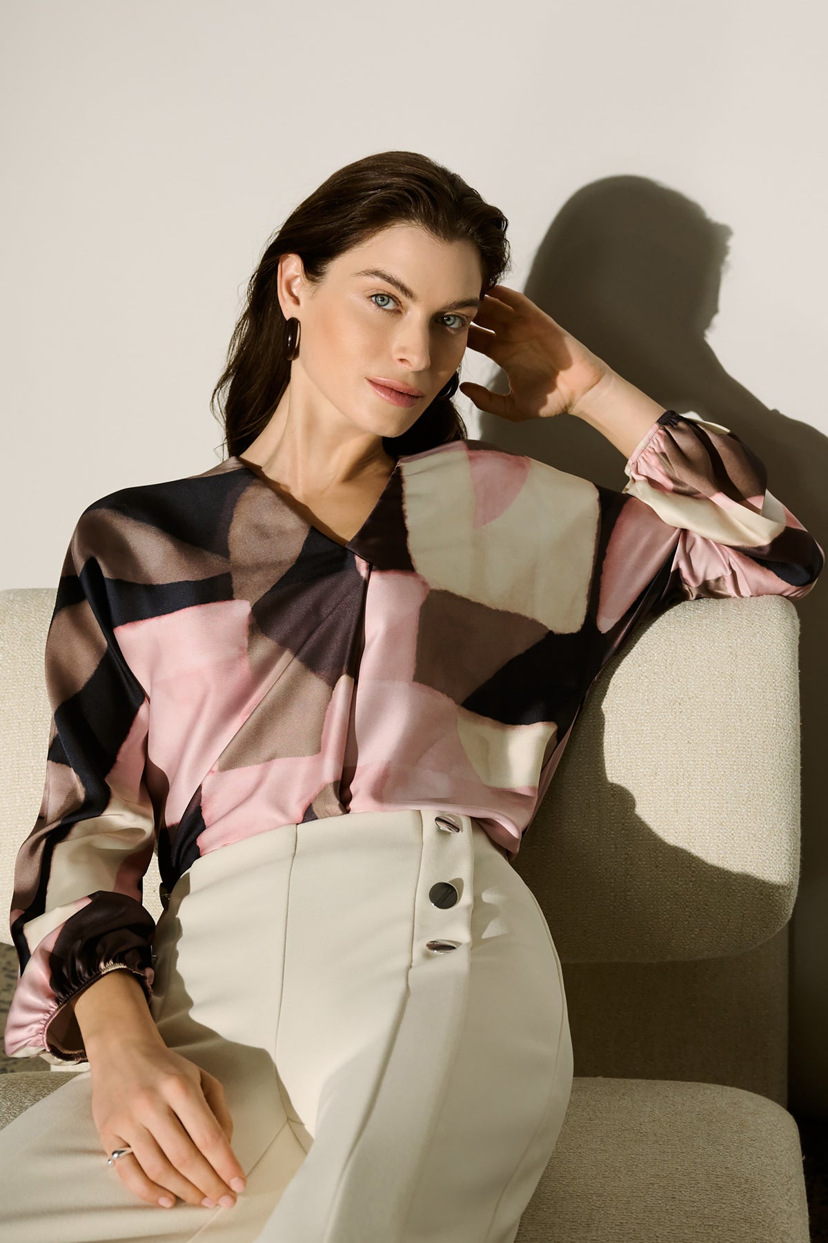 Joseph Ribkoff Geometric Print Recycled Satin Top 264197