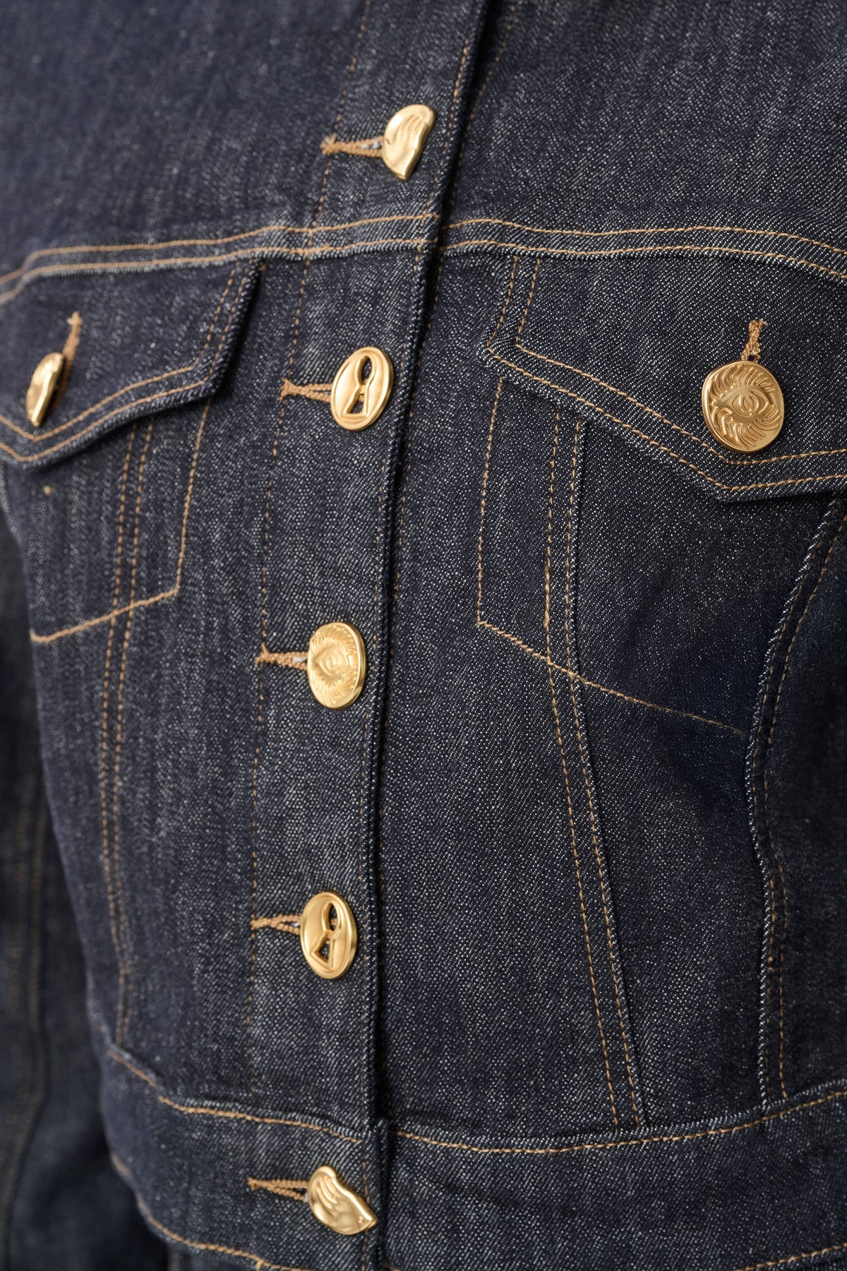 Joseph Ribkoff Statement Button Cropped Denim Jacket 264900