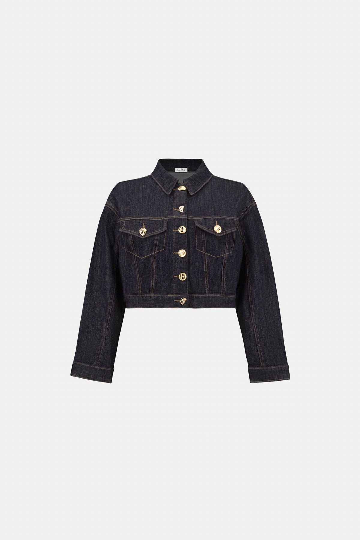 Joseph Ribkoff Statement Button Cropped Denim Jacket 264900