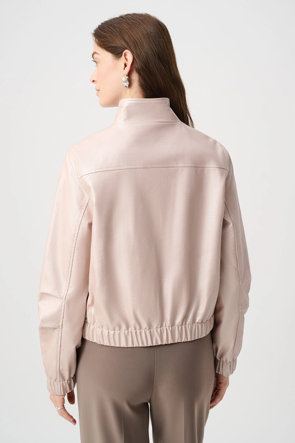 Joseph Ribkoff Metallic Leatherette Bomber Jacket 264907
