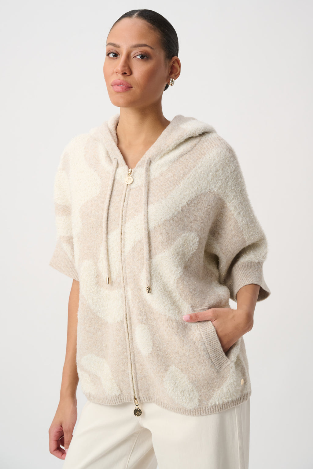 Joseph Ribkoff Hooded Animal Print Sweater 264925