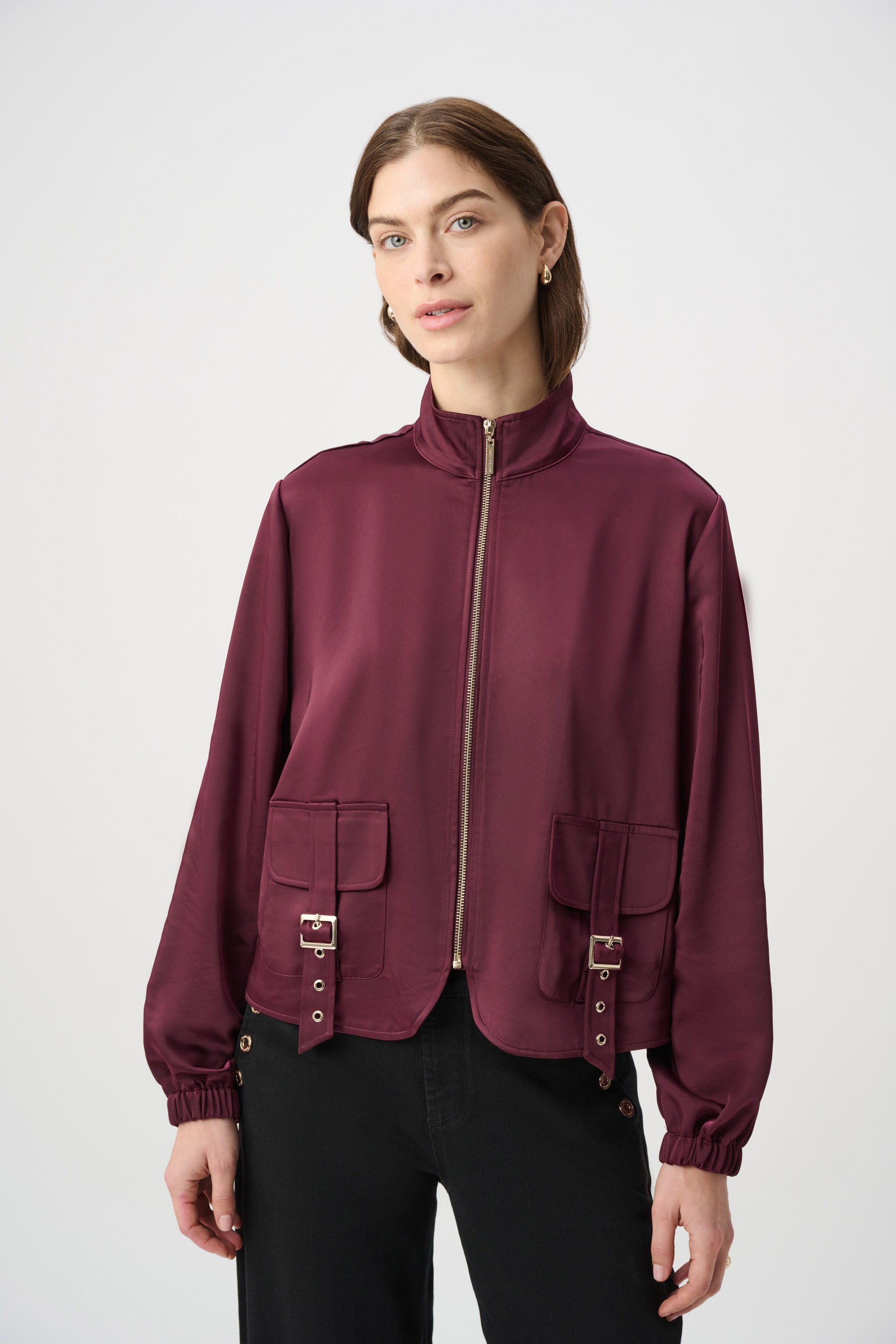Joseph Ribkoff Satin Puff Sleeve Utility Jacket 264939