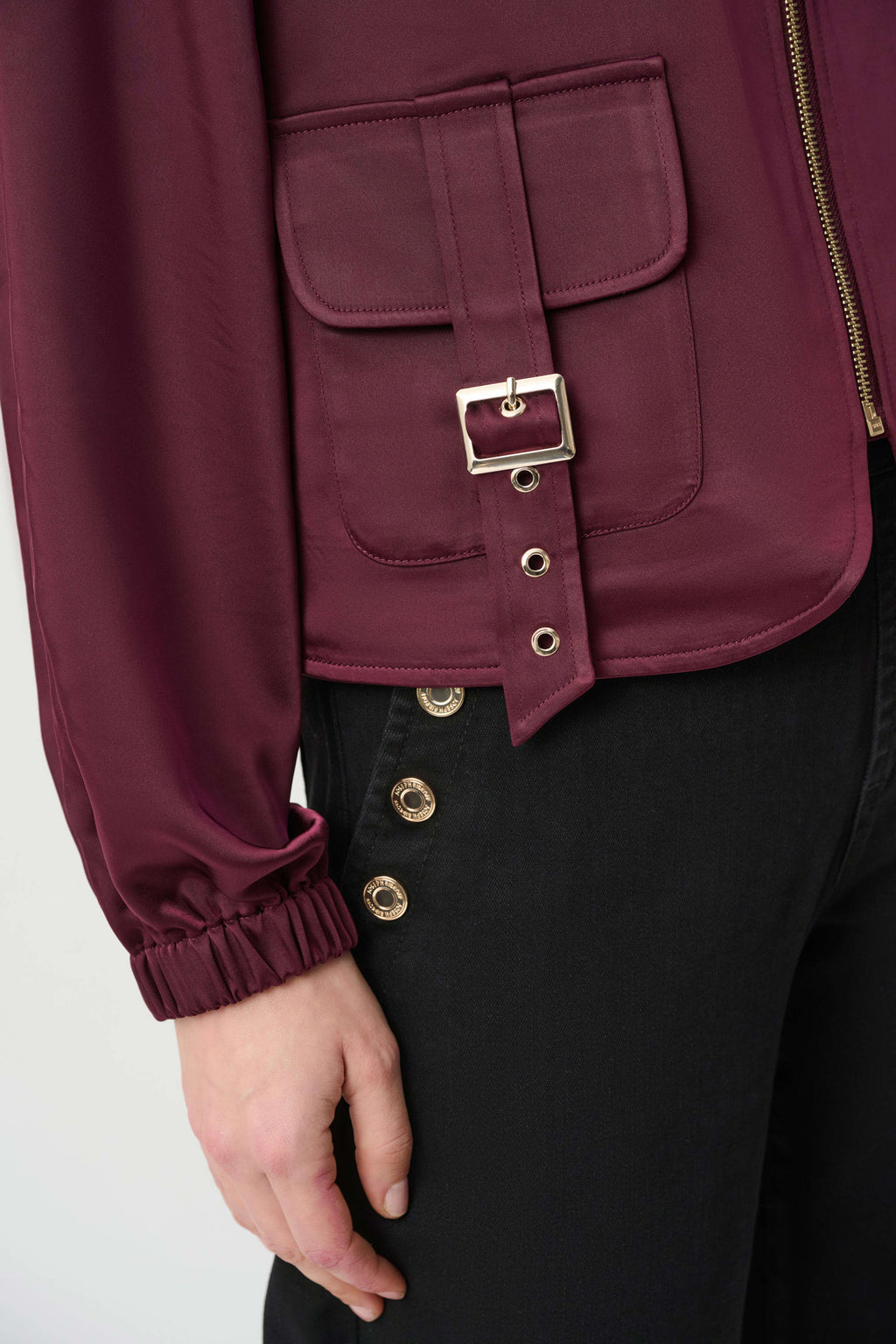 Joseph Ribkoff Satin Puff Sleeve Utility Jacket 264939