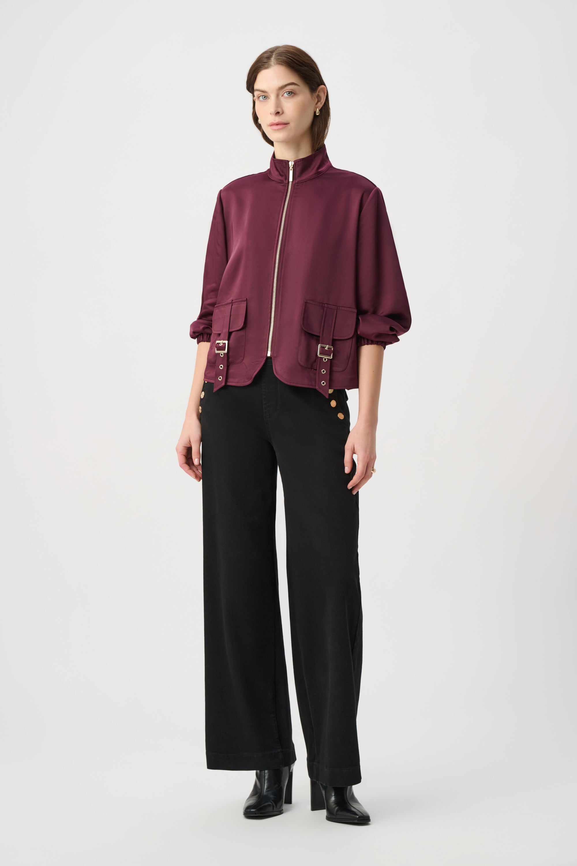 Joseph Ribkoff Satin Puff Sleeve Utility Jacket 264939