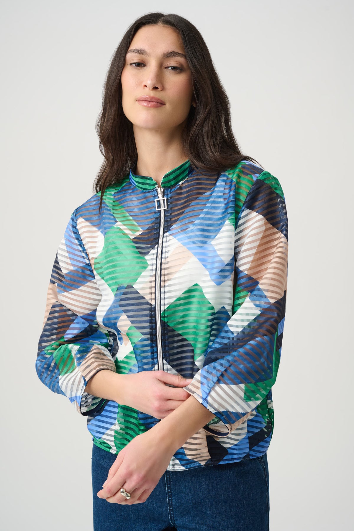 Joseph Ribkoff Geometric Print Bomber 271058