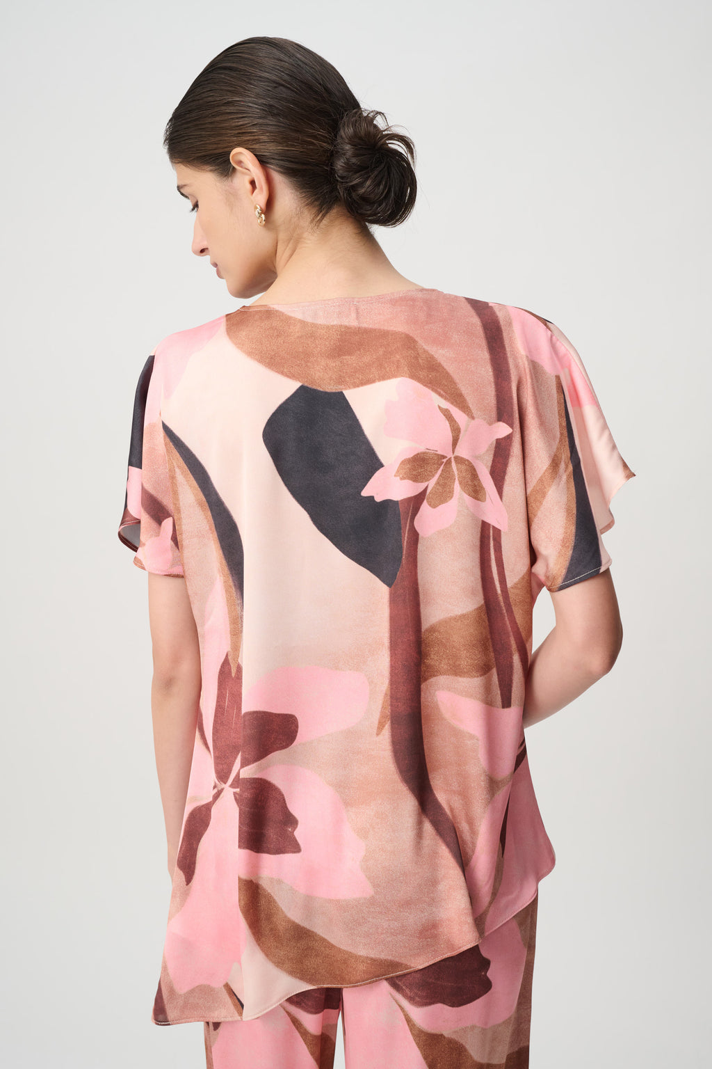 Joseph Ribkoff Floral Recycled Satin Asymmetrical Top 271098